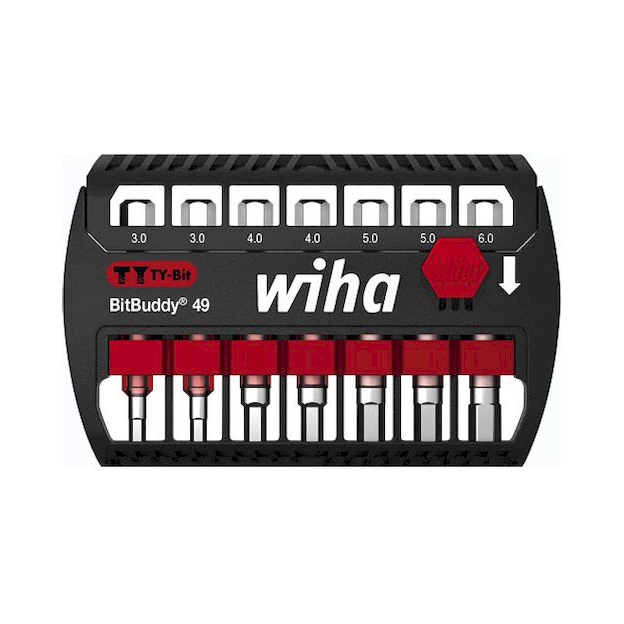 Wiha BitBuddy TY bit set, 49 mm Hexagon 8-pcs. 1/4" E6,3 (42114)