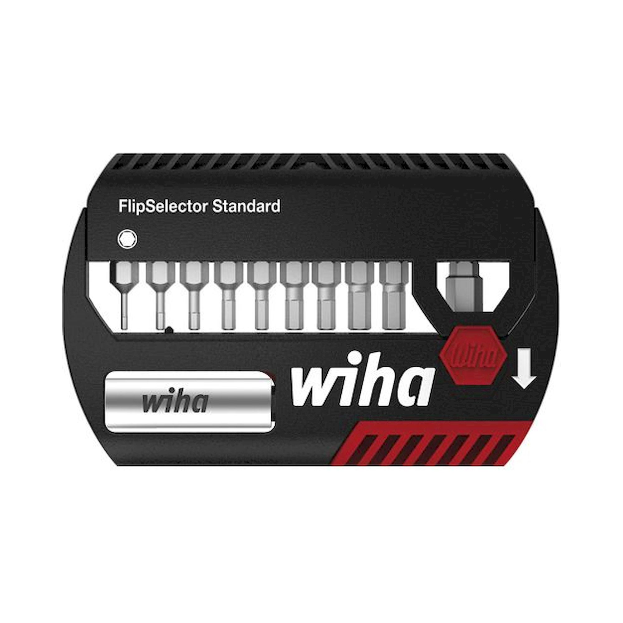 Wiha Bit set FlipSelector Standard 25 mm Hex, 15-pcs., 1/4" C6,3 with belt clip (39059)