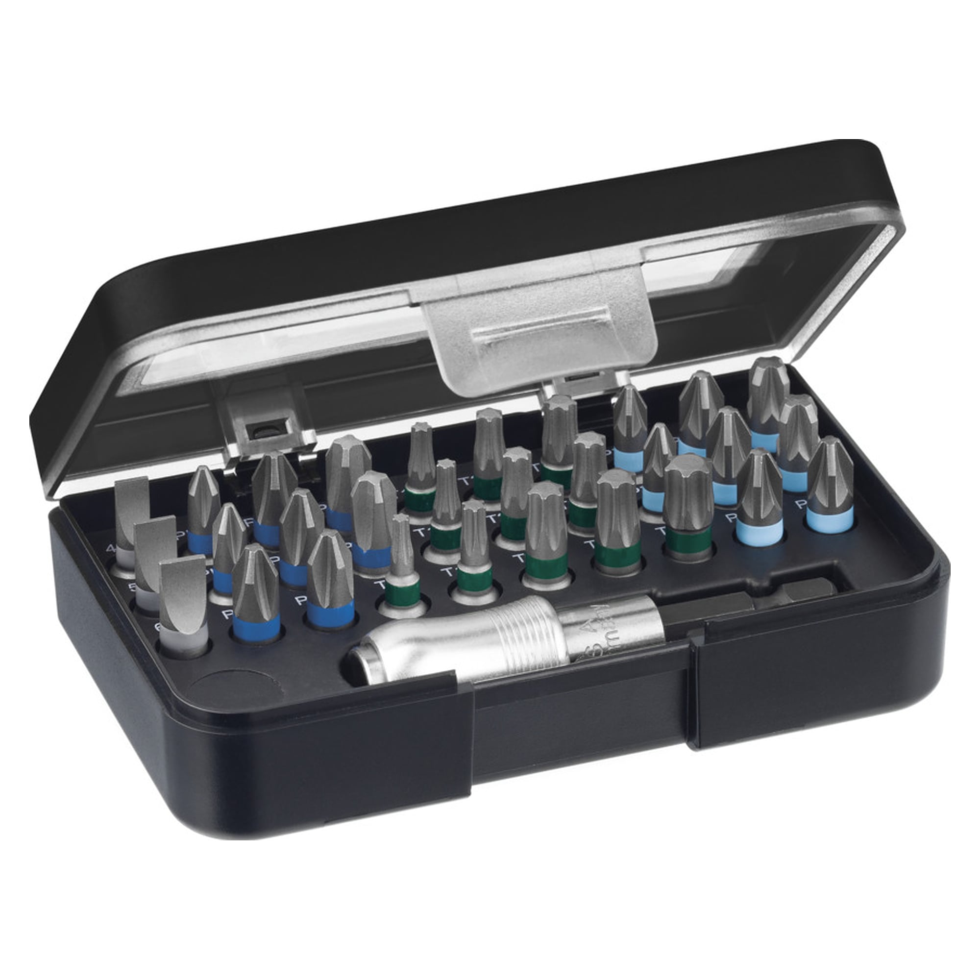 Standard Bit Set 25 mm Mixed 31 pcs. 1/4" C6.3 in Box with Belt Clip - Wiha 41127