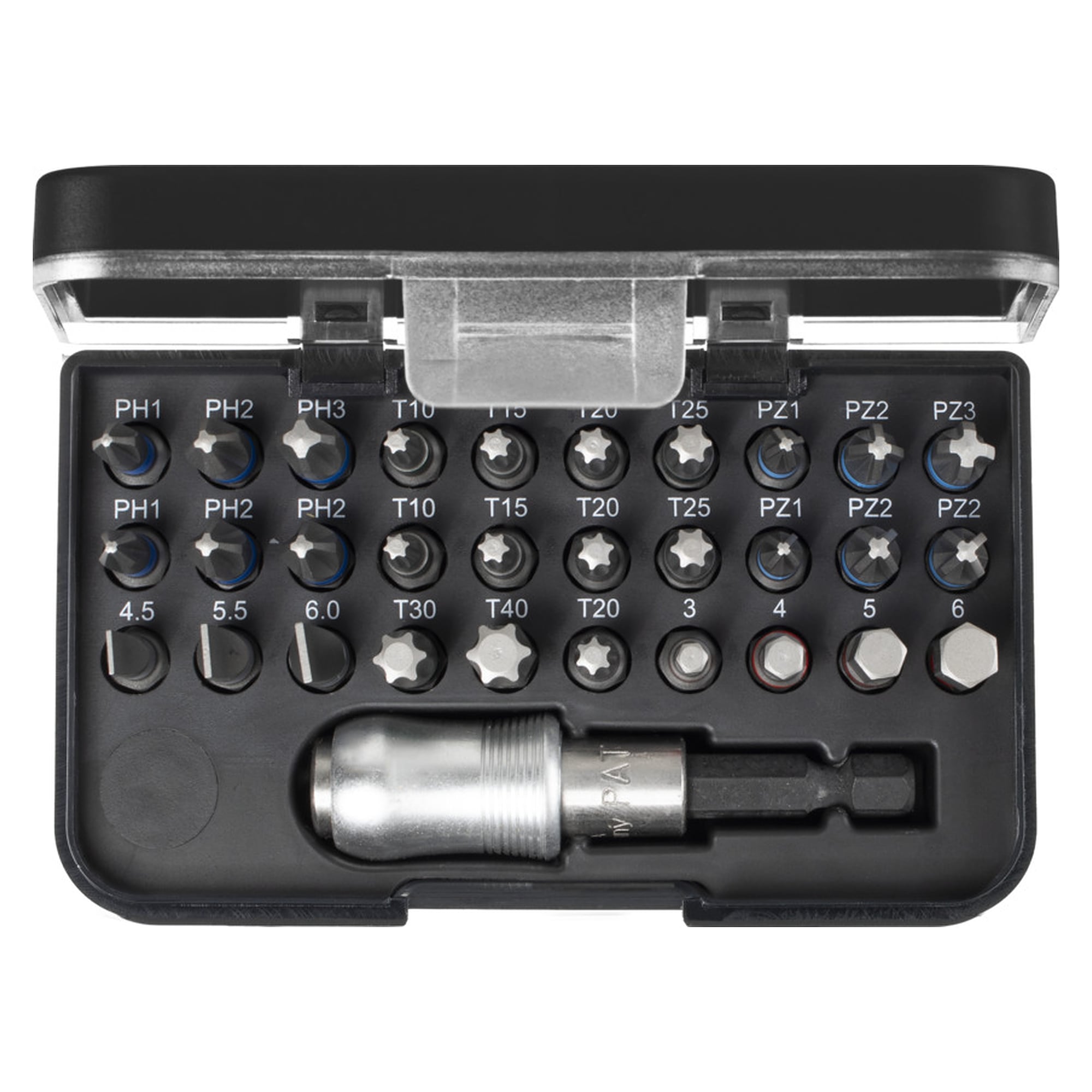 Standard Bit Set 25 mm Mixed 31 pcs. 1/4" C6.3 in Box with Belt Clip - Wiha 41131