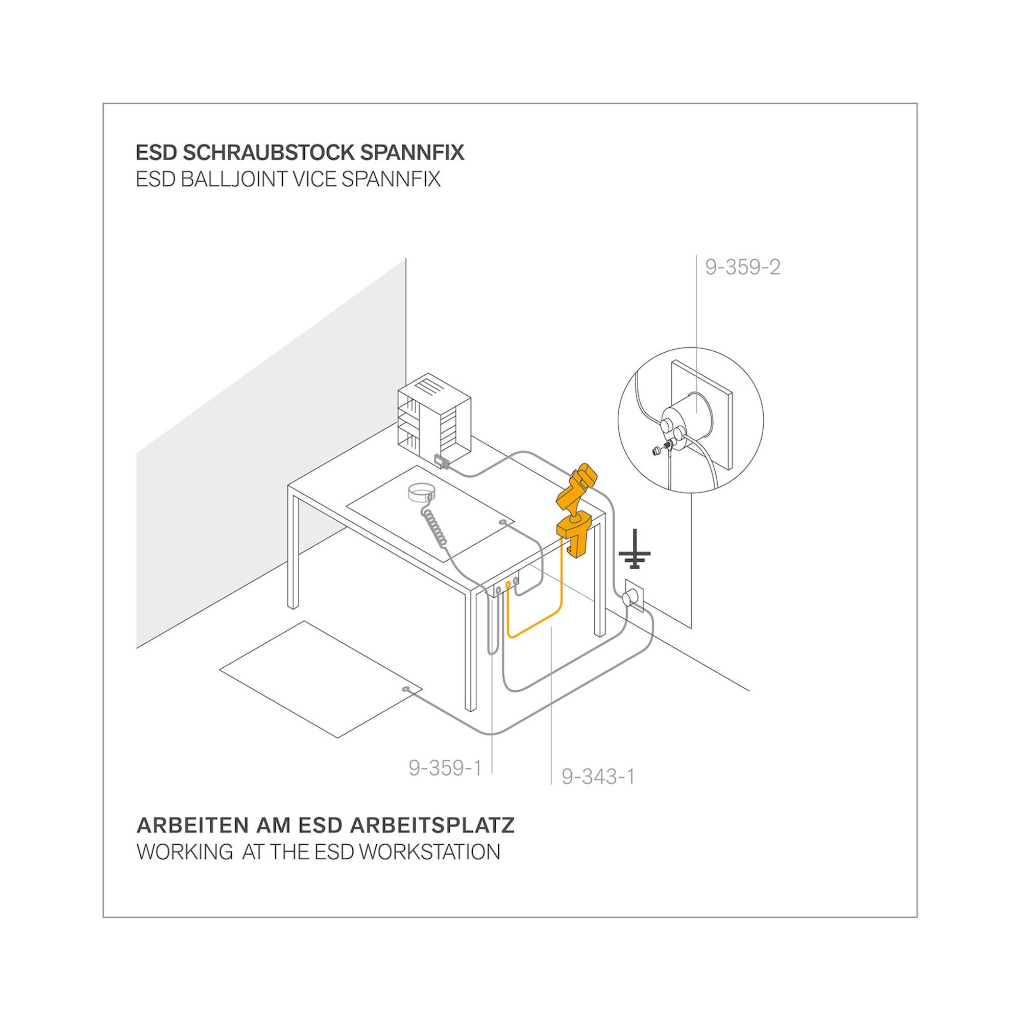 Bernstein 9-251-ESD-SET1. ESD ball joint holder (clamping) dissipative + earth bonding point + cable
