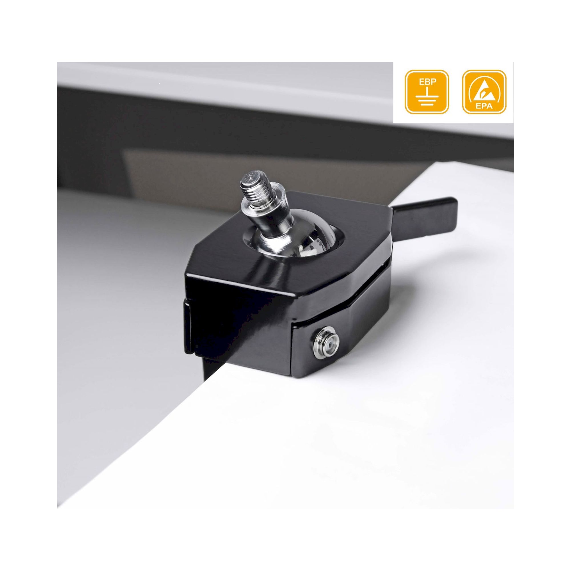 Bernstein 9-251-ESD. ESD Kugelgelenk-Fußteil SPANNFIX zum Anklemmen, ableitfähig, mit Gewindezapfen 20 mm