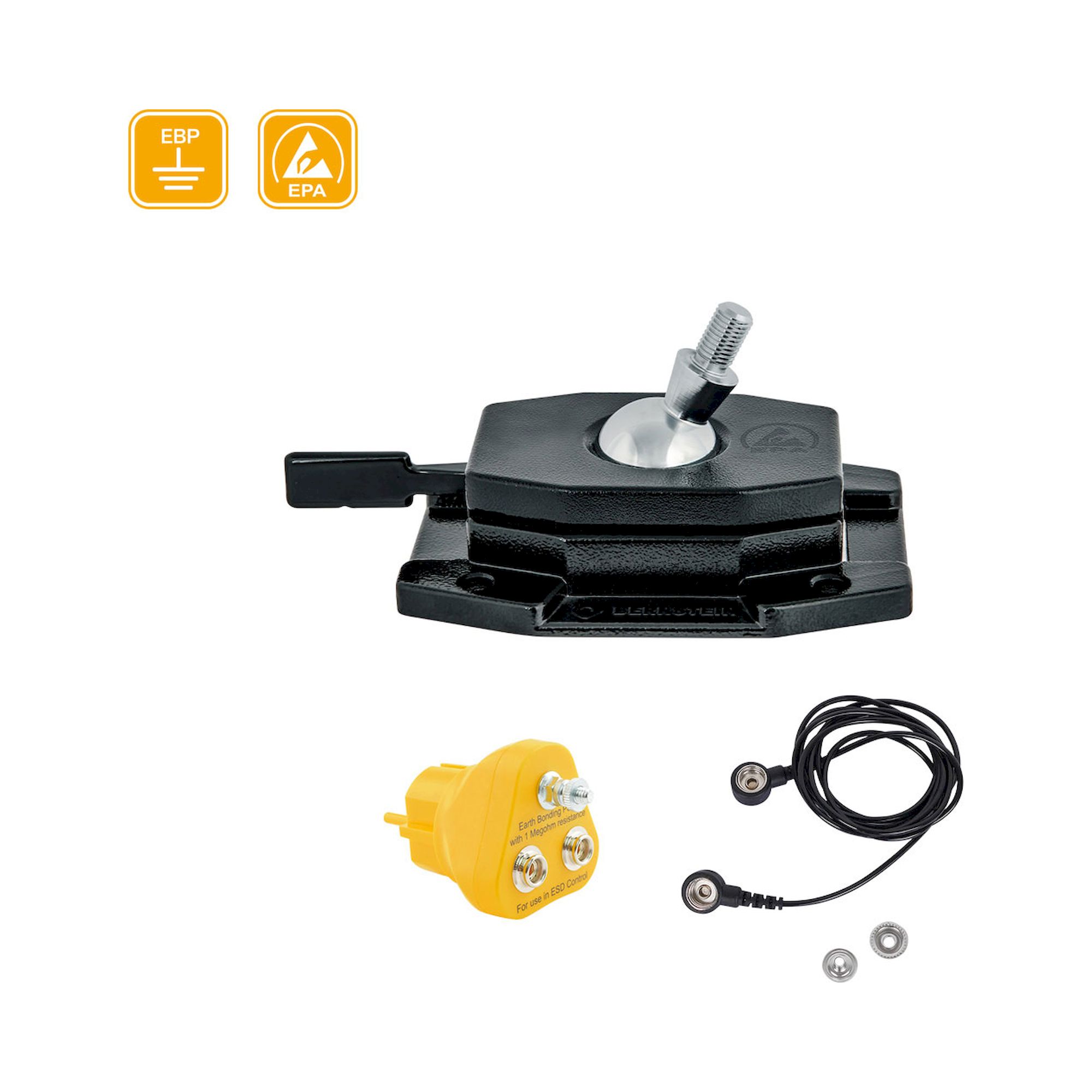 Bernstein 9-261-ESD-SET1. ESD ball joint holder (screwing) dissipative + earth bonding point + cable