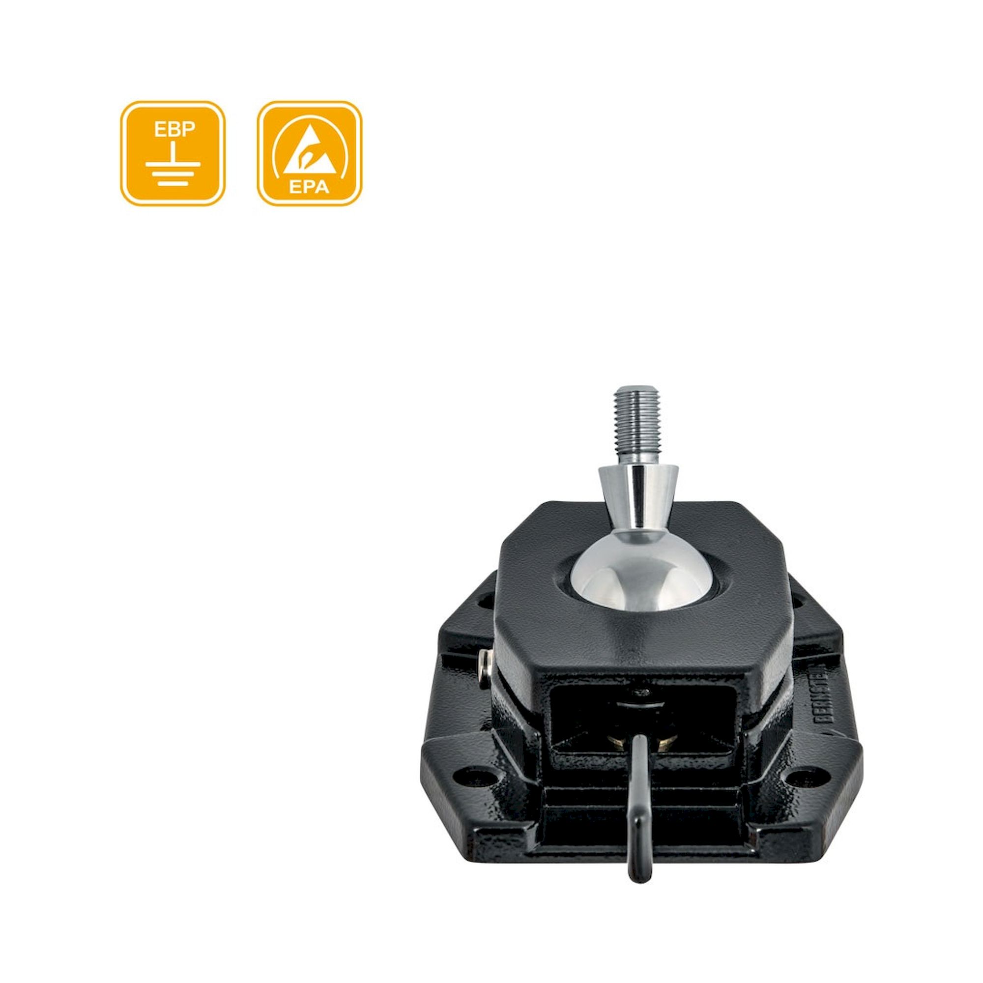 Bernstein 9-261-ESD. ESD Kugelgelenk-Fußteil SPANNFIX zum Aufschrauben, mit Gewindezapfen 20 mm