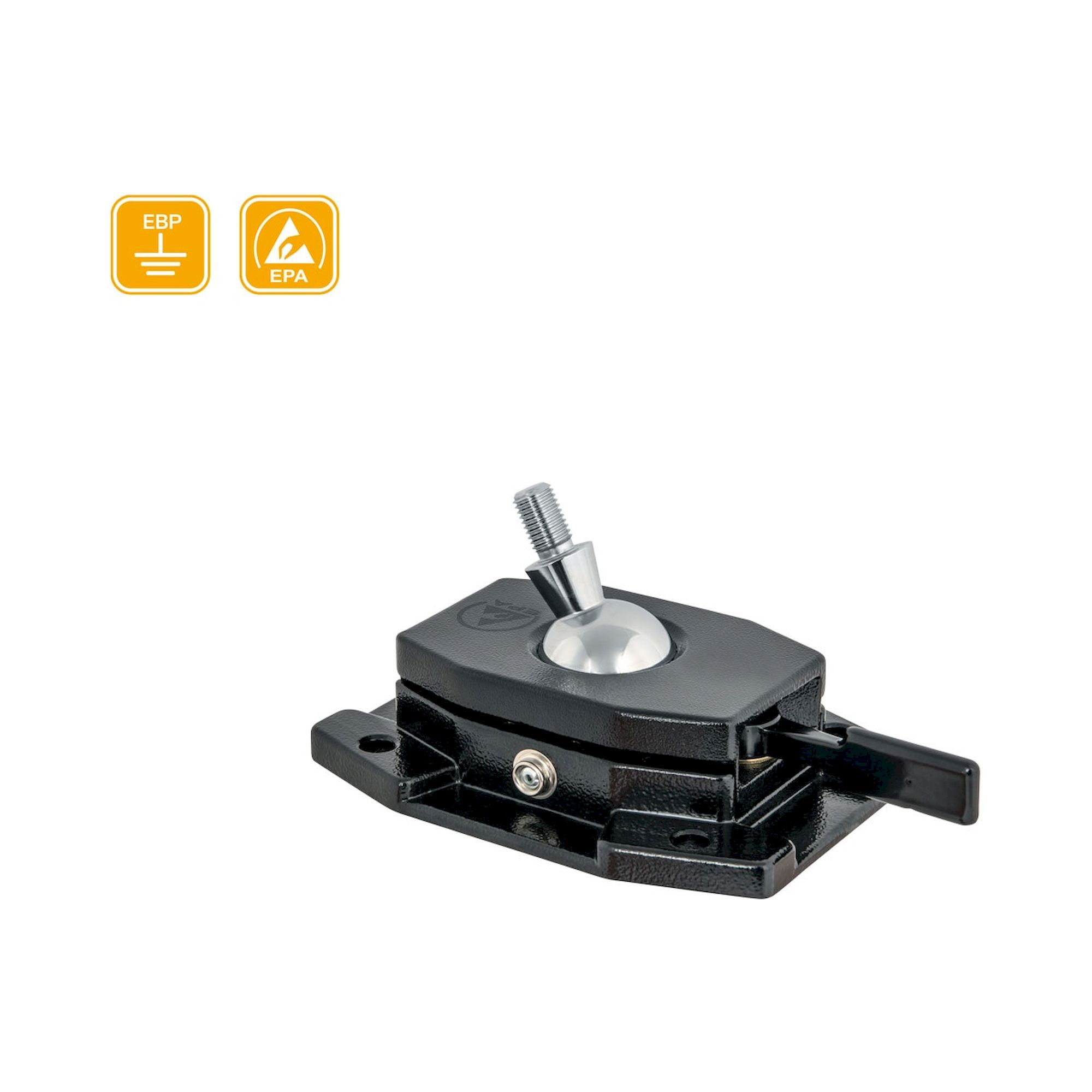 Bernstein 9-261-ESD. ESD Kugelgelenk-Fußteil SPANNFIX zum Aufschrauben, mit Gewindezapfen 20 mm