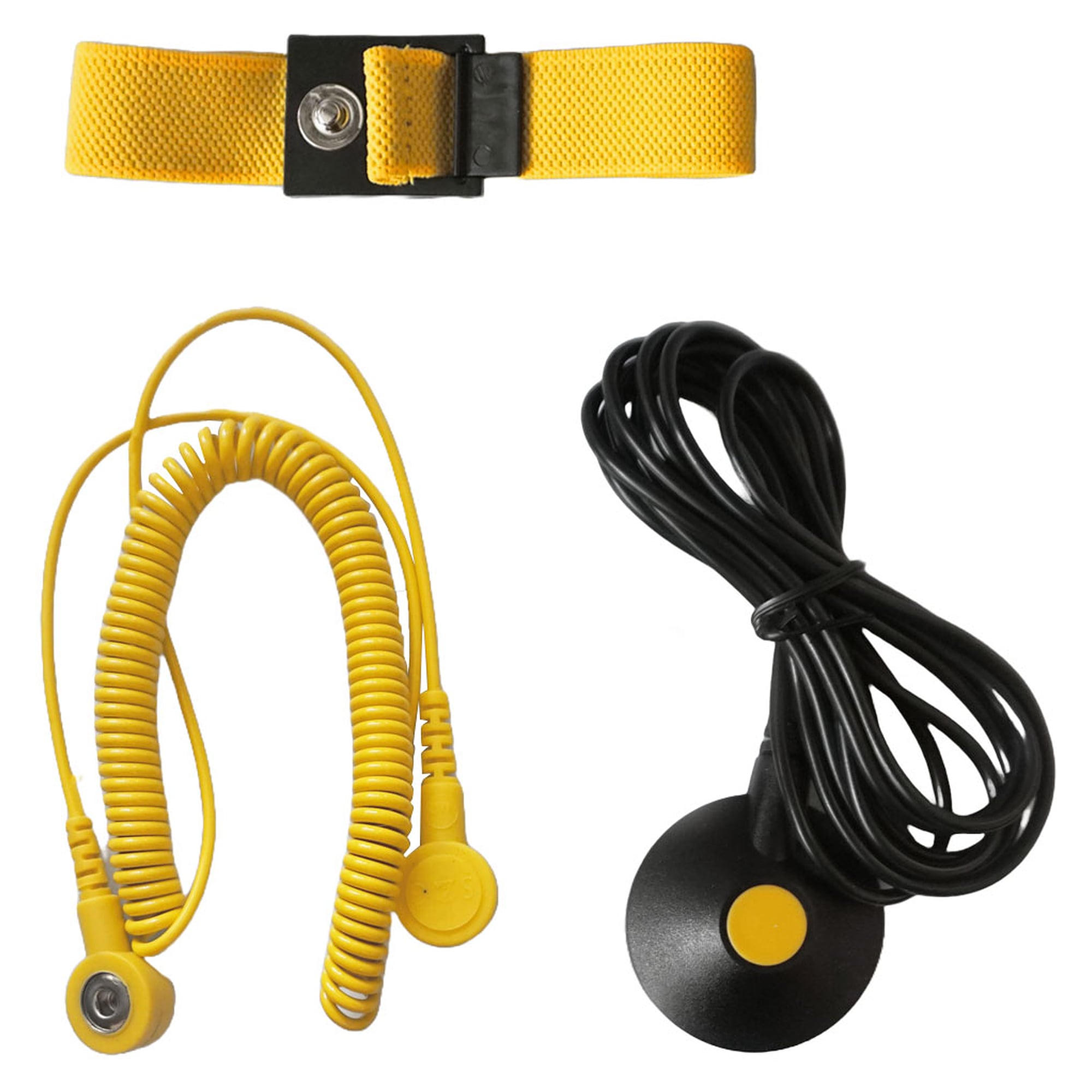 Kit de bracelet antistatique ESD jaune, cordon spiralé et câble de terre, 3 pièces - Bernstein 9-350-A