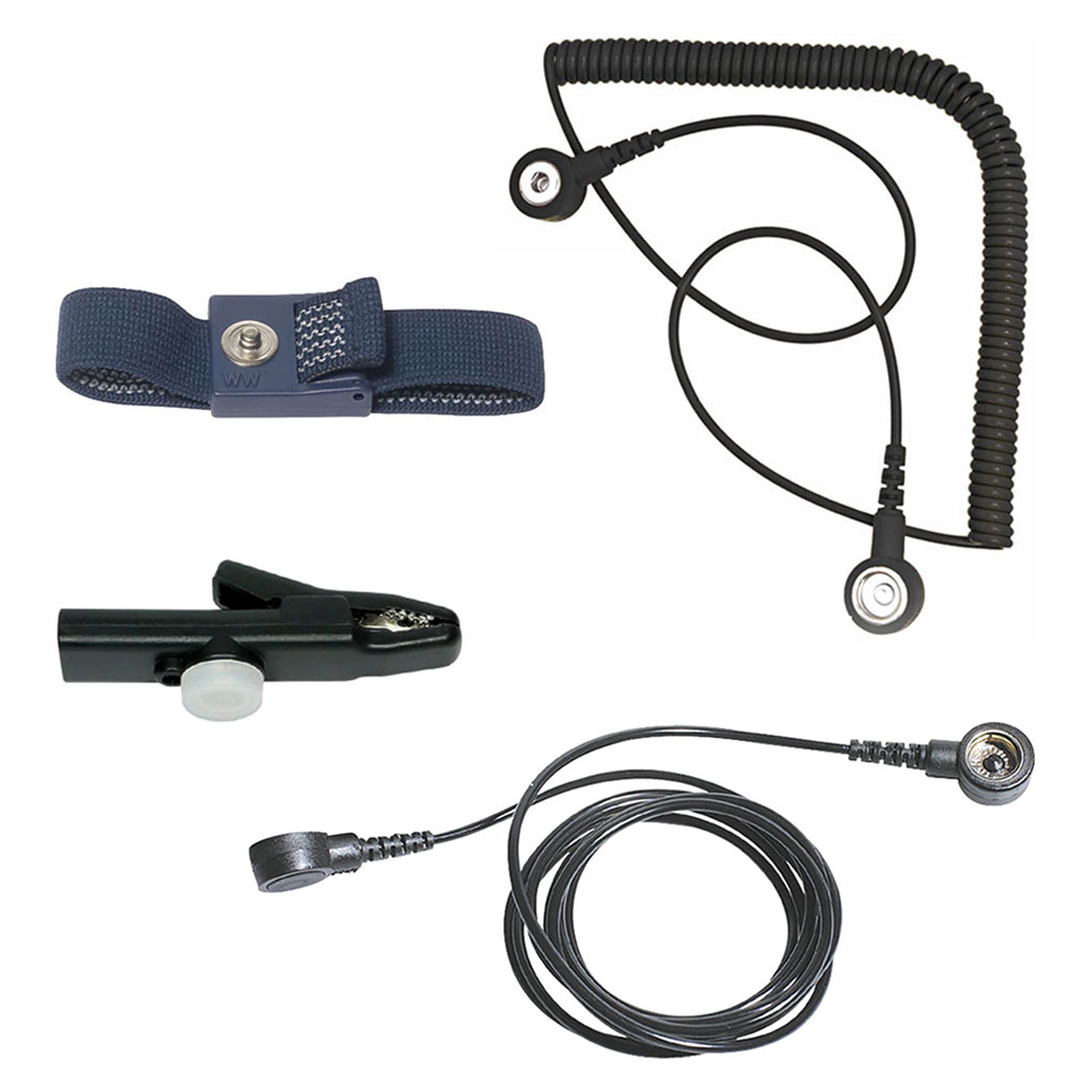 Kit de bracelet antistatique ESD avec cordon spiralé, câble de terre et pince crocodile, 4 pièces - Bernstein 9-350