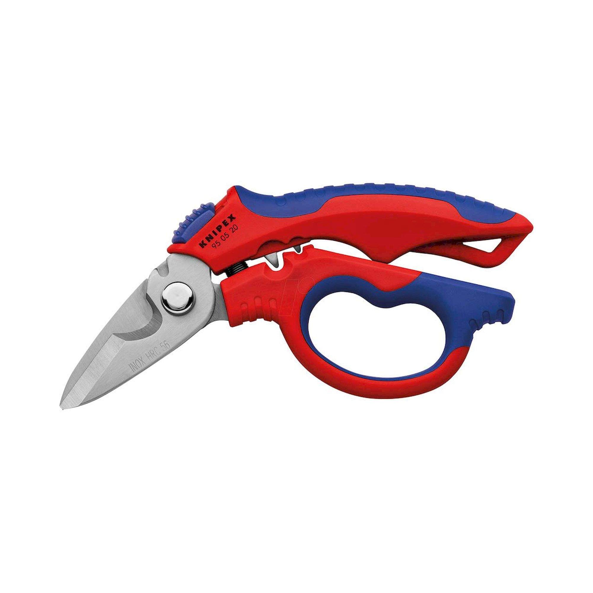 Knipex 95 05 20 SB. Elektrikerschere, gewinkelt, Aderendhülsen von 0,5 - 6 mm² und 10 - 25 mm², SB Verpackung