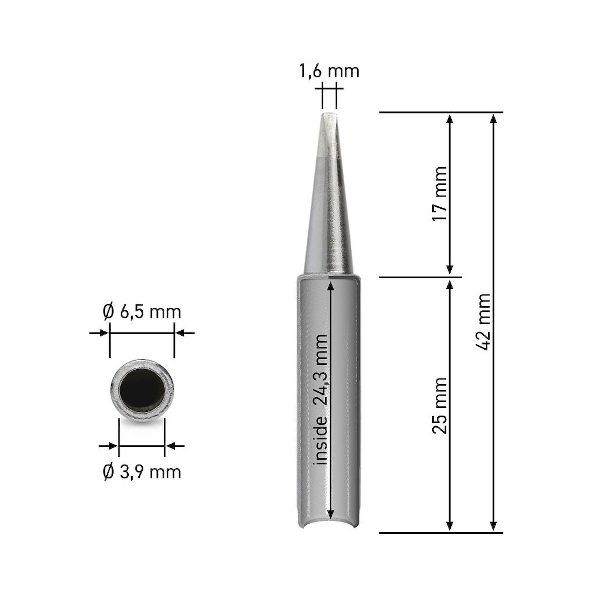Quick 960-1.6D. Dauerlötspitze für 3103/3104/TS1100, gerade, meißelförmig, 1,6 mm breit
