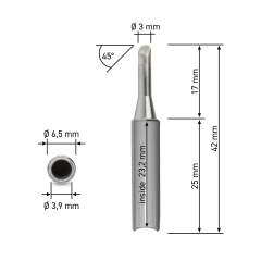 Quick 960-3C. Dauerlötspitze für 3103/3104/TS1100, gerade, angeschrägt 45°, 3 mm