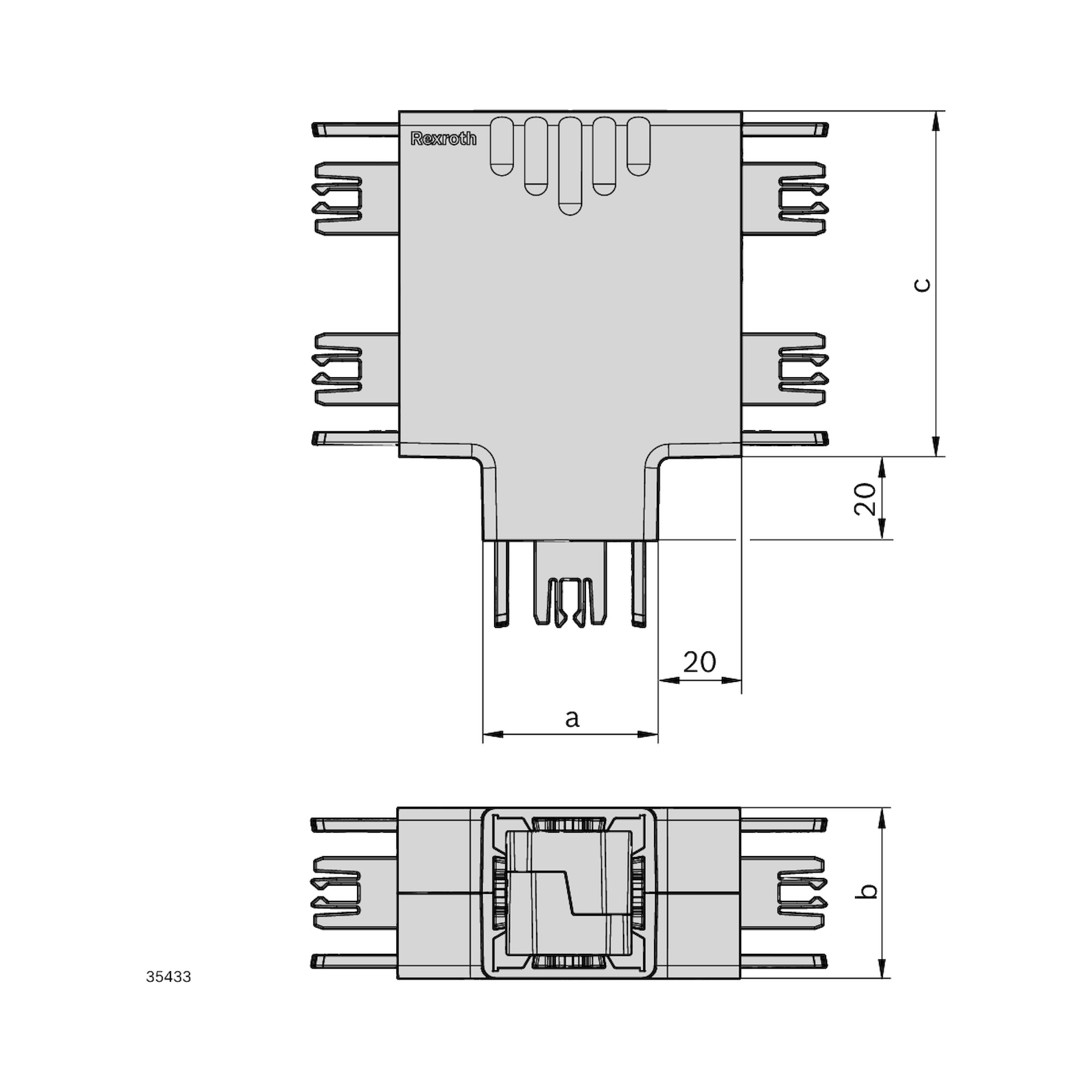 Bosch Rexroth 3842558654. T-piece cable duct 80x80x80