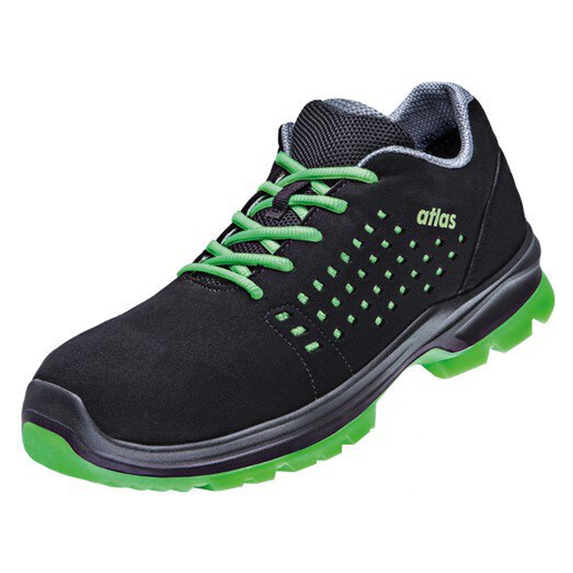 ESD-Sicherheitshalbschuh SL 20 green S1, Sportline, Weite 12 extrabreit, schwarz/neon-grün - Atlas 29312