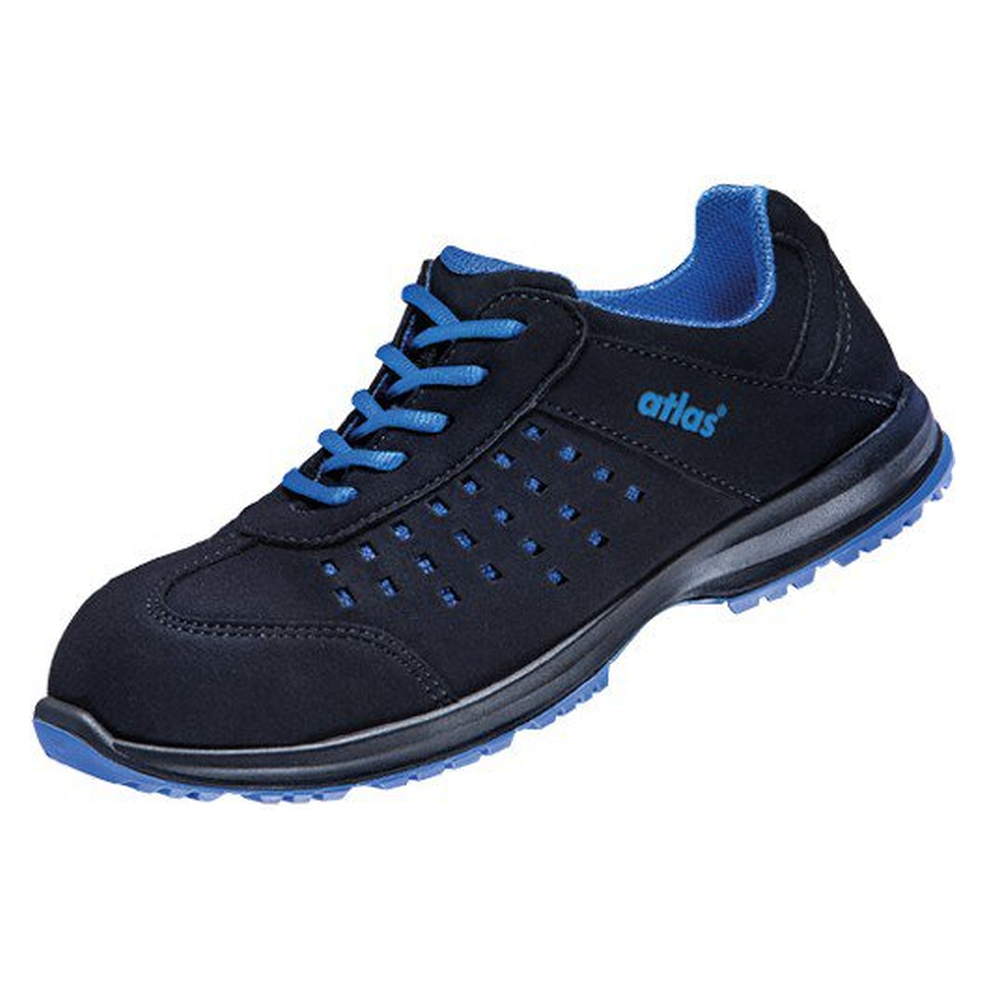 ESD-Sicherheitshalbschuh GX 130 black 2.0 Damen S1, SportLine-Gewebe, Weite 10, schwarz/royal blau - Atlas 45200