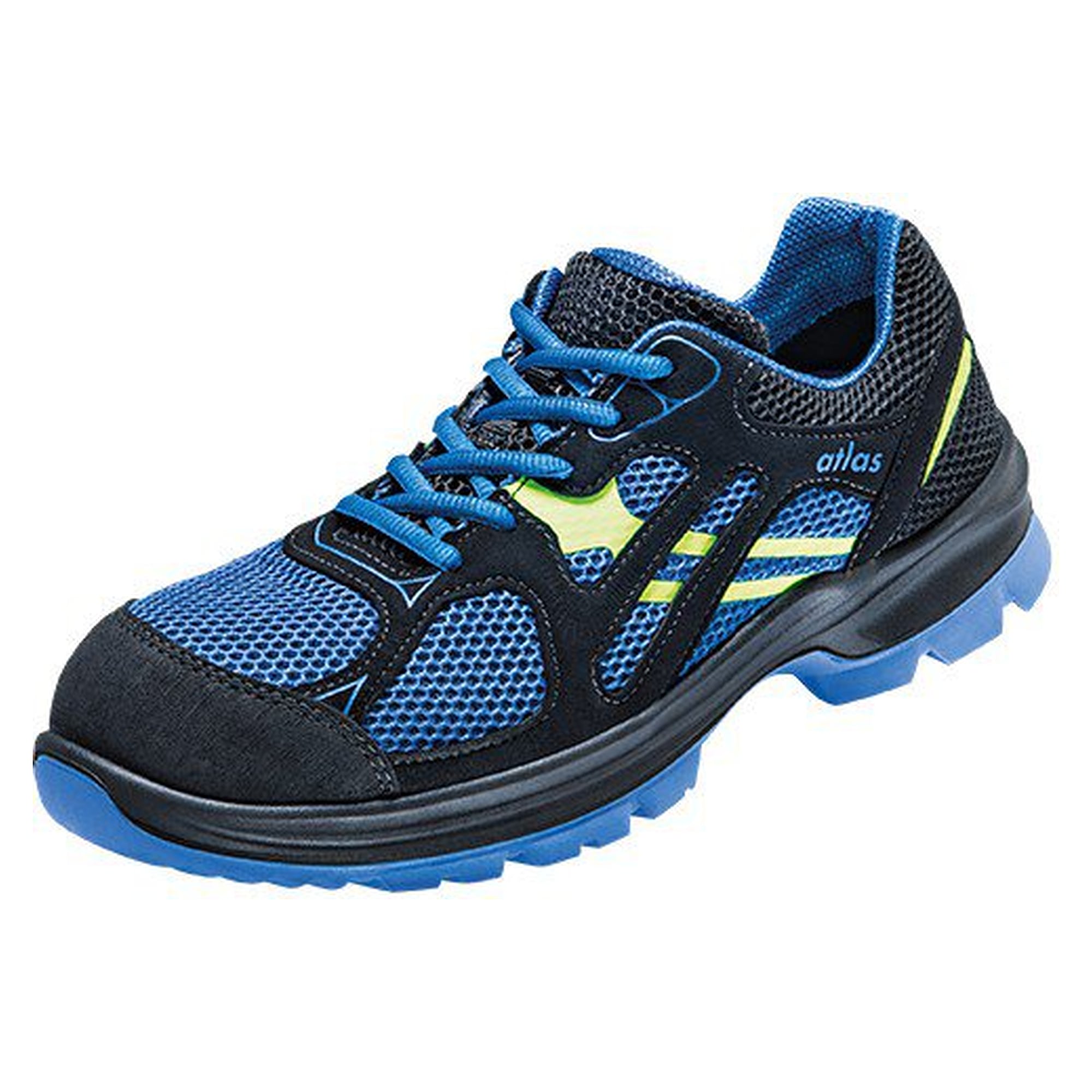 ESD-Sicherheitshalbschuh FLASH 4000 S1, Mesh, alu-tec Kappe, Weite 10, schwarz/blau/neon-gelb - Atlas 45700