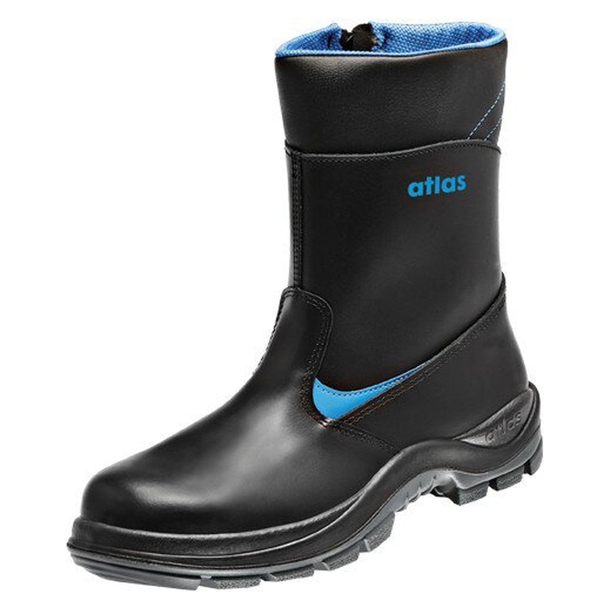 Gefütterter Sicherheitsstiefel S3 Anatomic Bau 800 XP mit ICE-AGE-Sohle, schwarz/royalblau - Atlas 6200