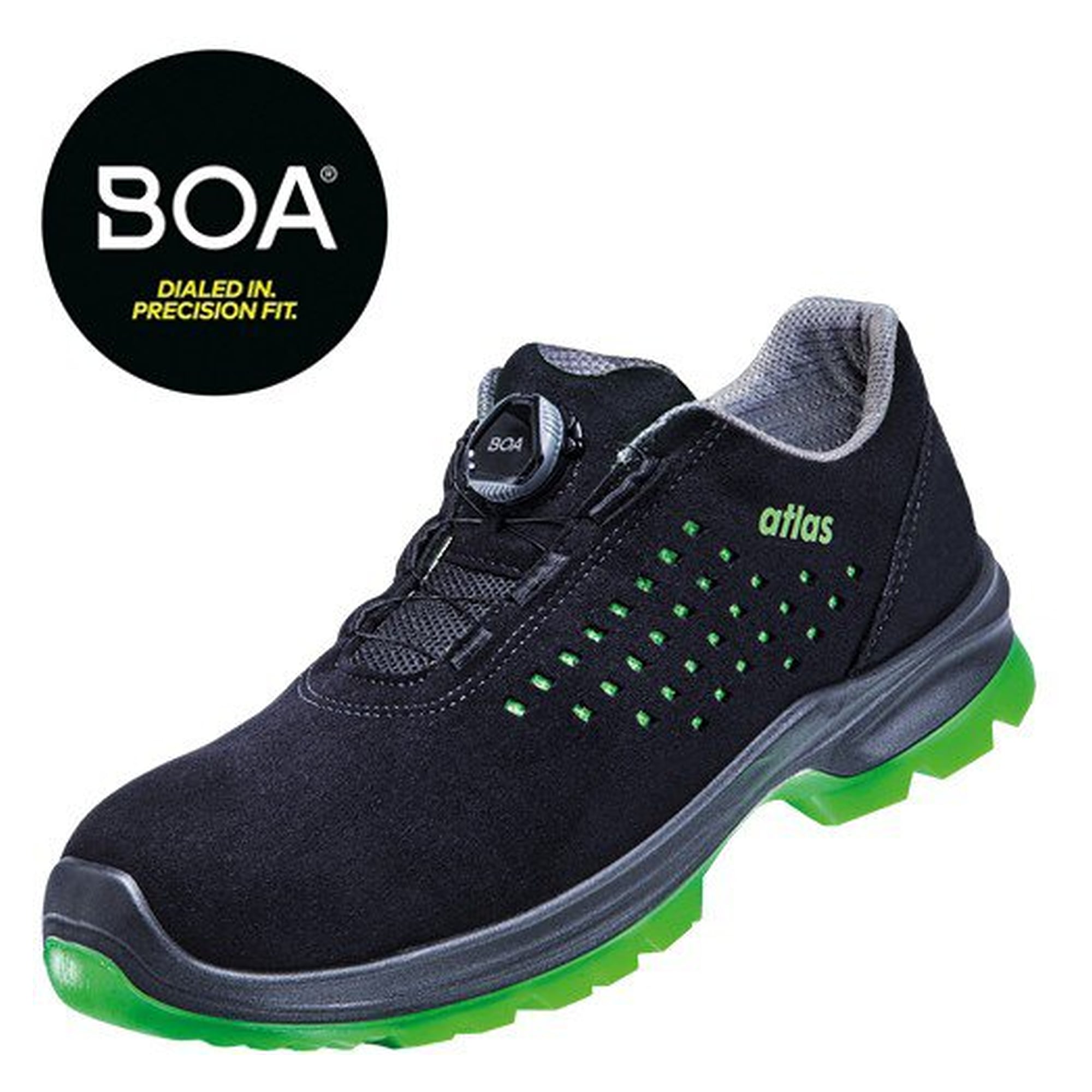 ESD-Sicherheitshalbschuh SL 9205 XP BOA S1PS, Textilobermaterial, BOA Fit System, schwarz/neon-grün - Atlas 62400