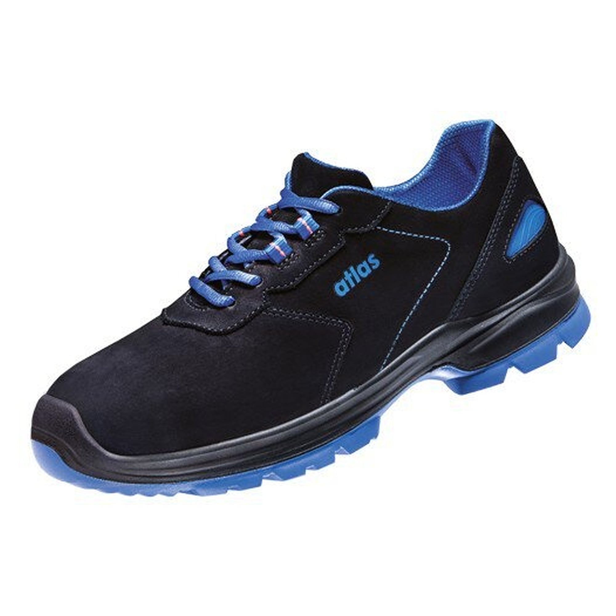 Sicherheitshalbschuh ERGO-MED 600 2.0 S2 SRC, SOFT-Nubukleder, Weite 14, schwarz/royal blau - Atlas 86714