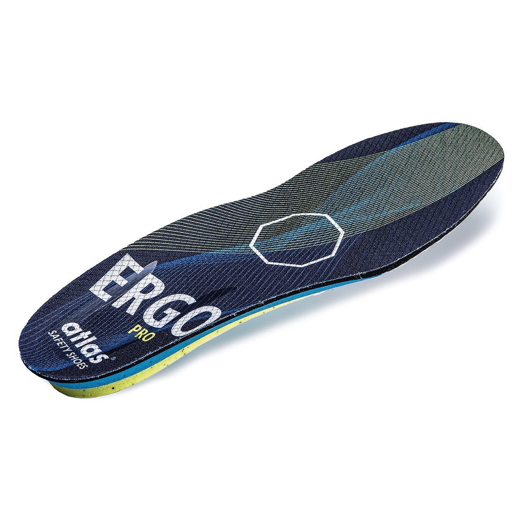 Semelle intérieure ESD Ergo Pro pour chaussures de travail et de sécurité, bleu/jaune - Atlas 98660