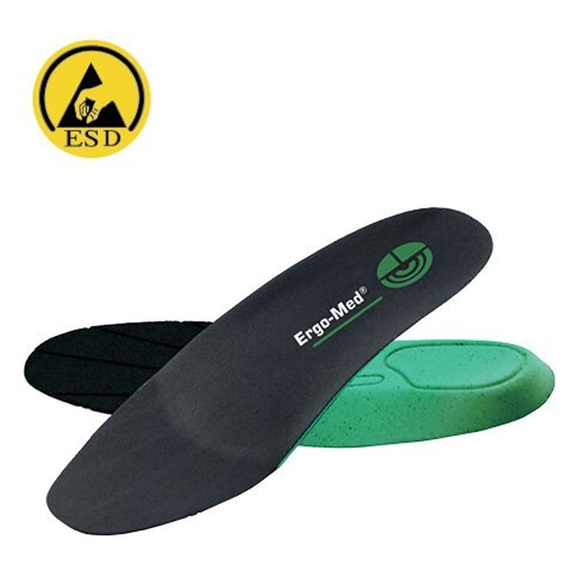 ESD-Einlegesohle ERGO-MED green mit flacher Fußstützung und weicher Bettung, Unisex, schwarz - Atlas 99100