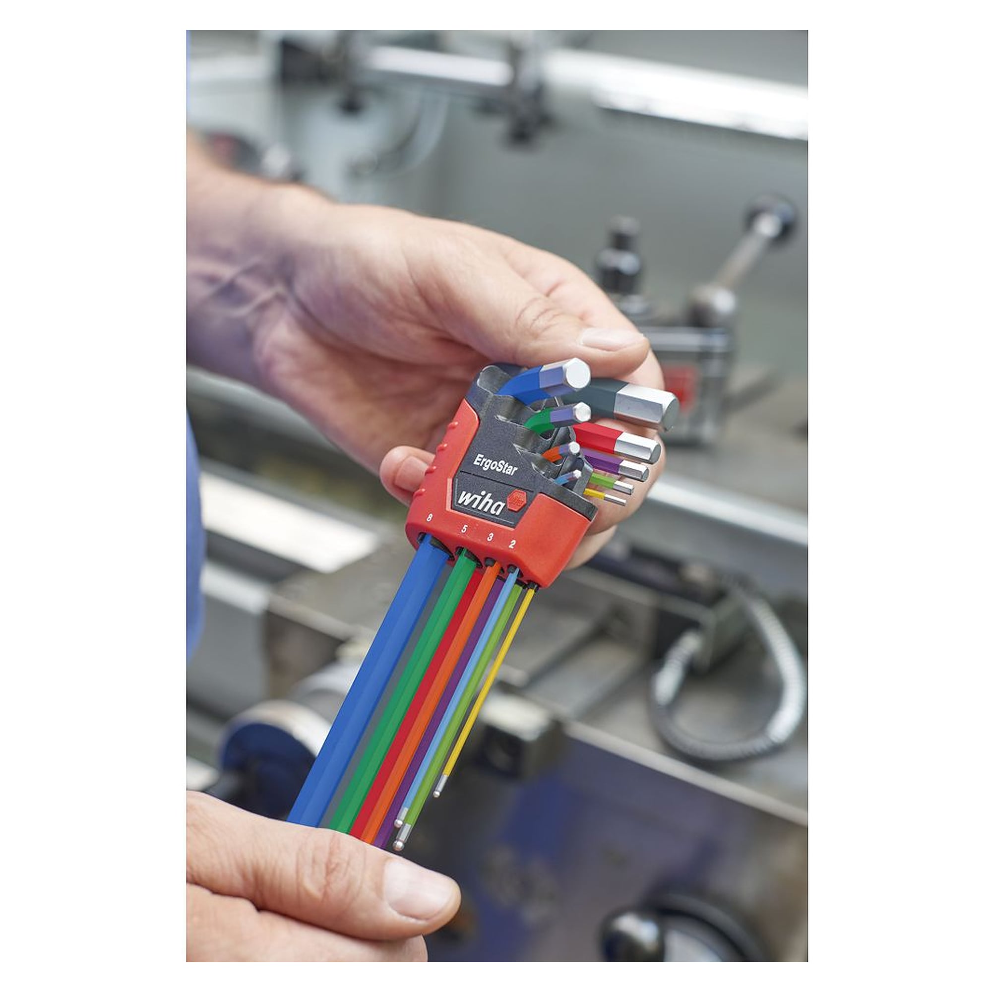 Stiftschlüssel Set ErgoStar Sechskant-Kugelkopf MagicRing® farbig leuchtend 9-tlg. - Wiha 43850
