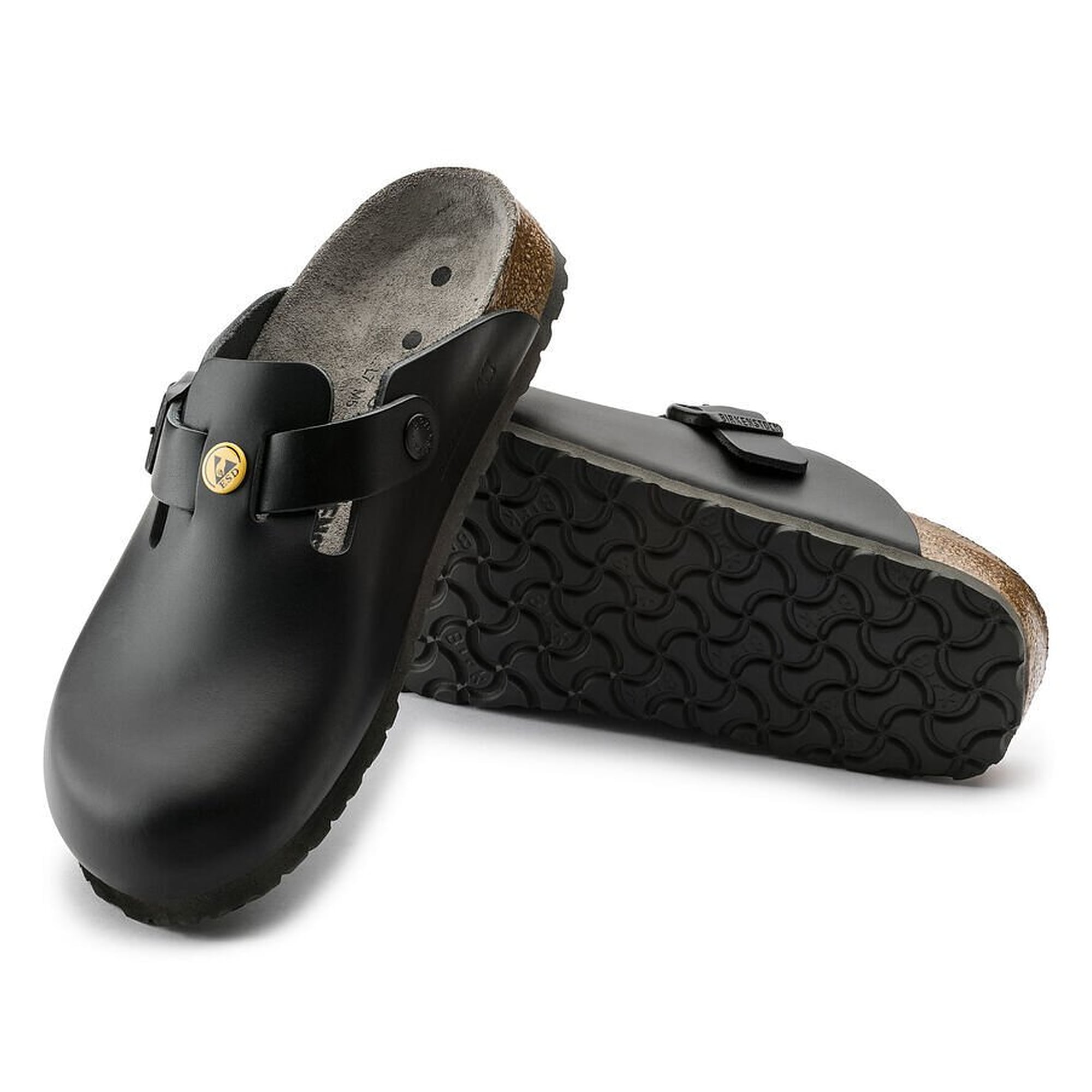 ESD-Clog Boston, Naturleder schwarz, Weite normal, Kork-Latex-Fußbett, EVA-Sohle - Birkenstock 61360