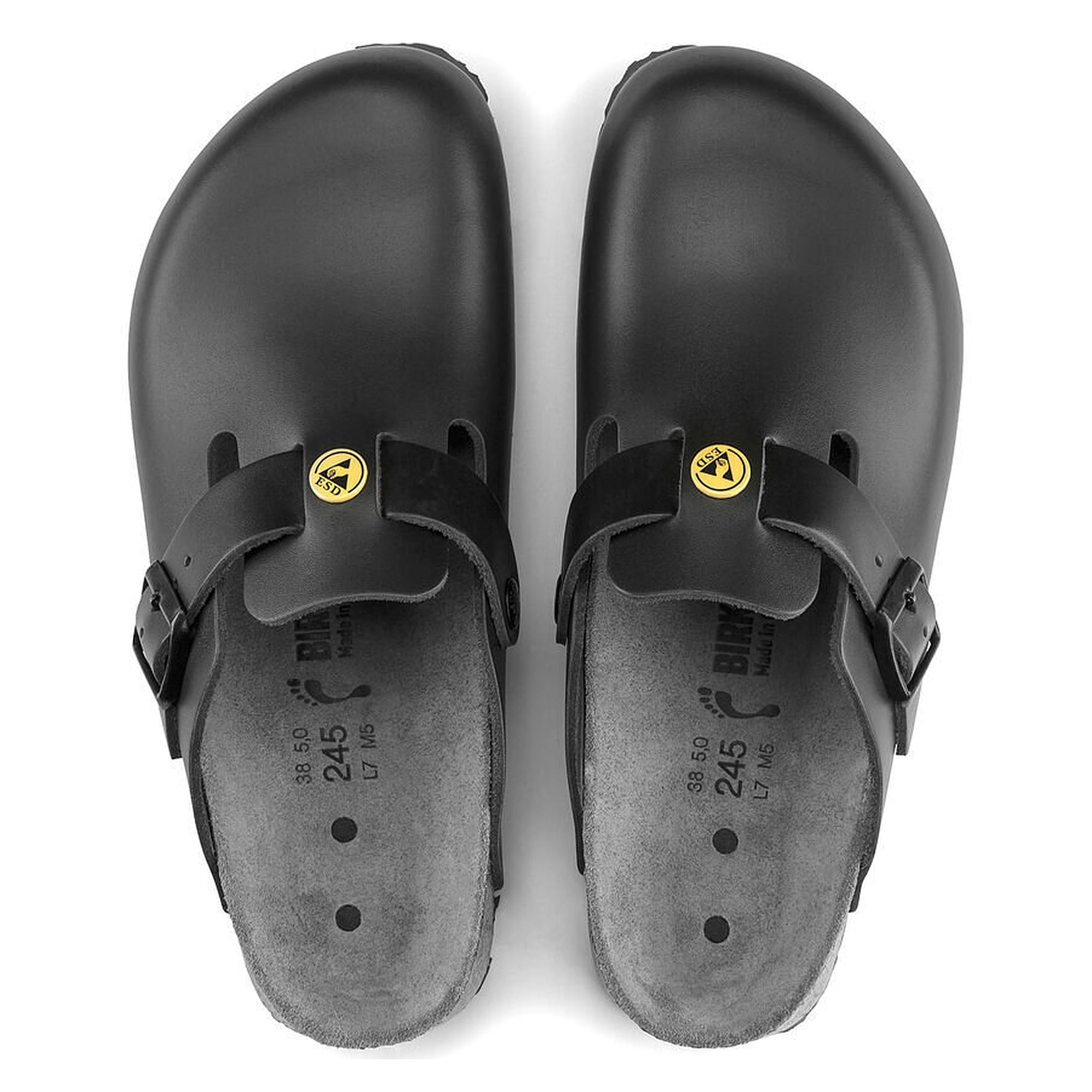 ESD-Clog Boston, Naturleder schwarz, Weite schmal, Kork-Latex-Fußbett, EVA-Sohle - Birkenstock 61368