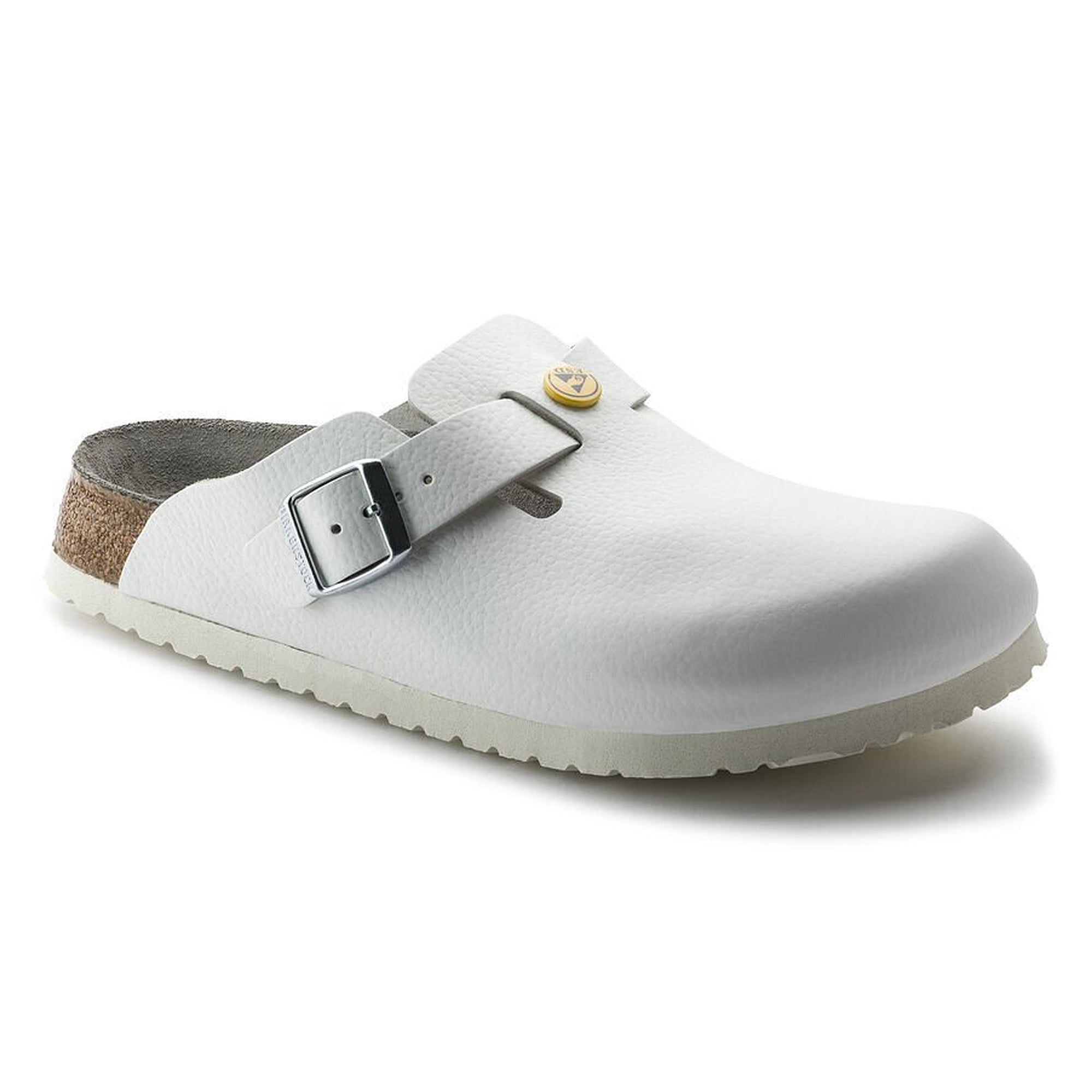 ESD-Clog BOSTON Naturleder weiß, Weite schmal, Kork-Latex-Fußbett - Birkenstock 61378