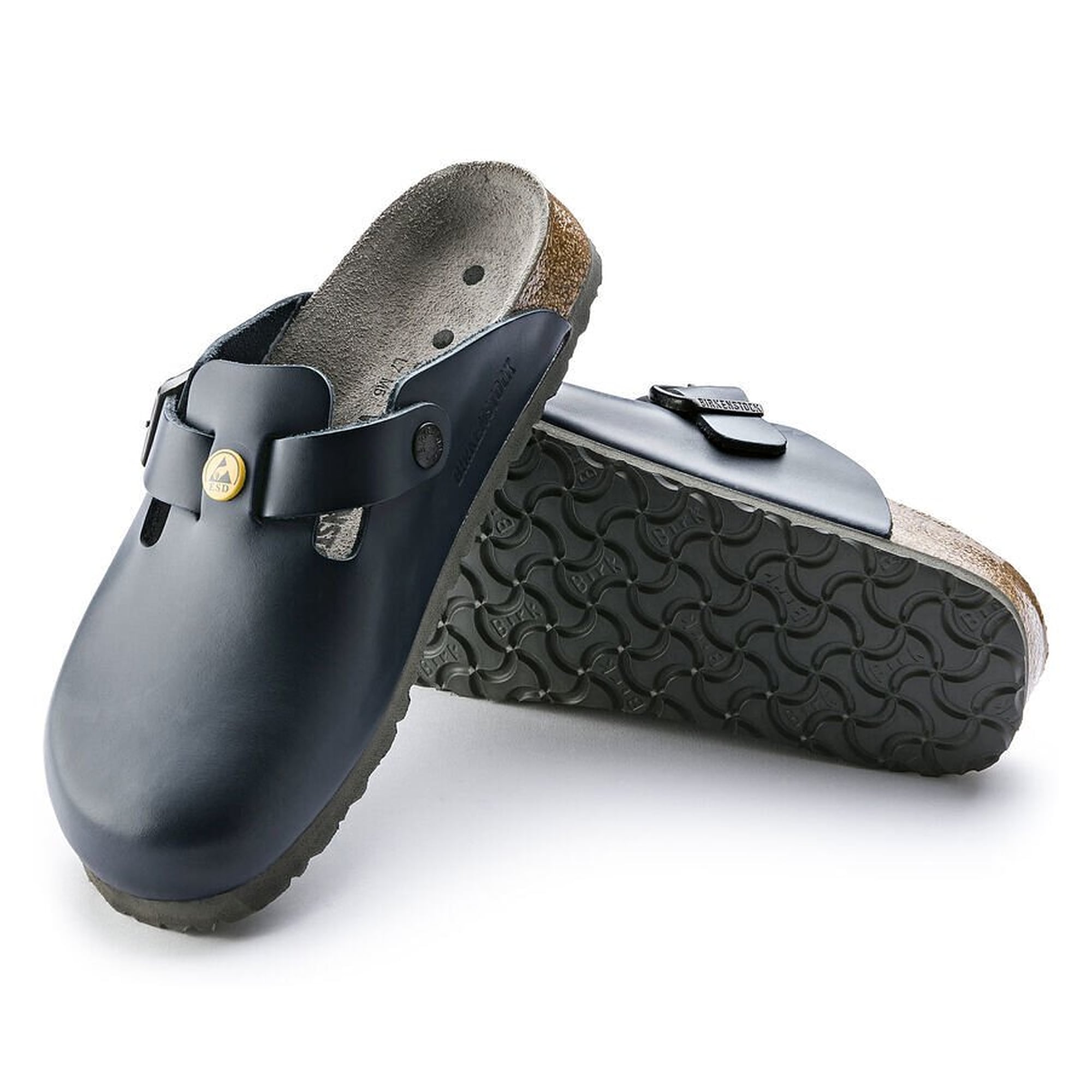 ESD-Clog BOSTON Naturleder blau, Weite schmal, Kork-Latex-Fußbett - Birkenstock 61388