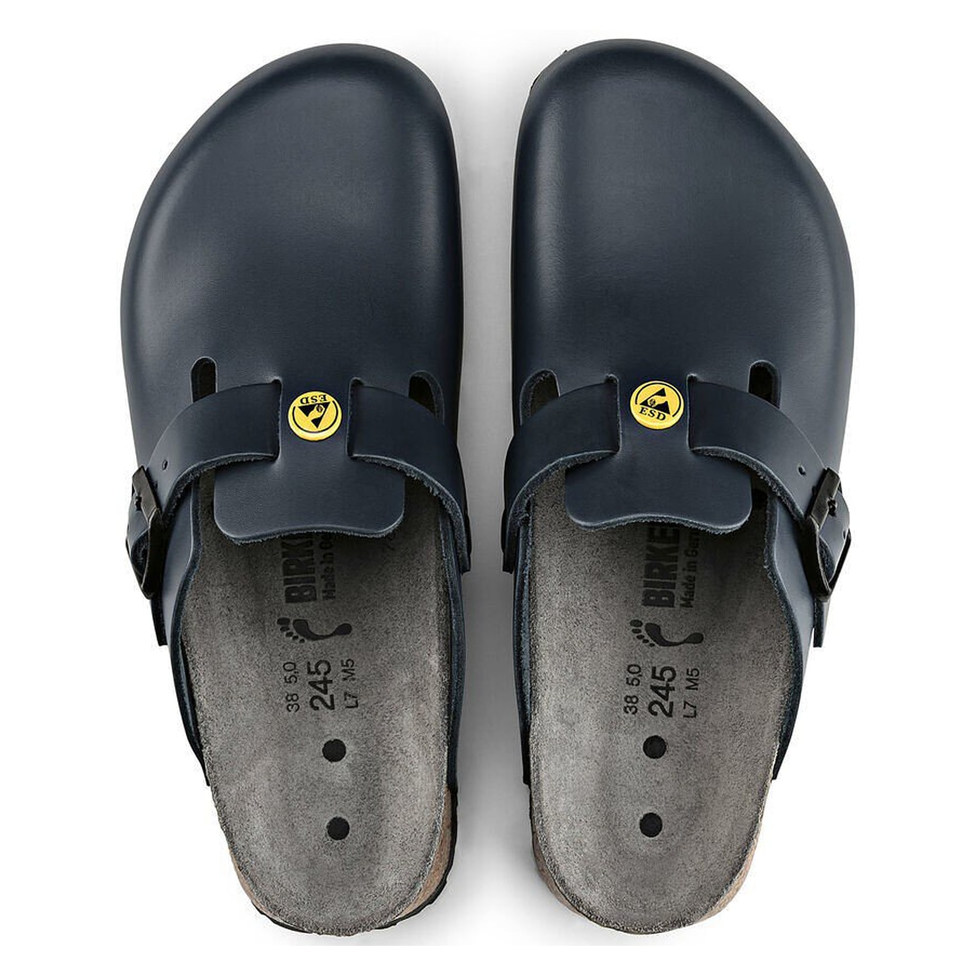 ESD-Clog BOSTON Naturleder blau, Weite schmal, Kork-Latex-Fußbett - Birkenstock 61388