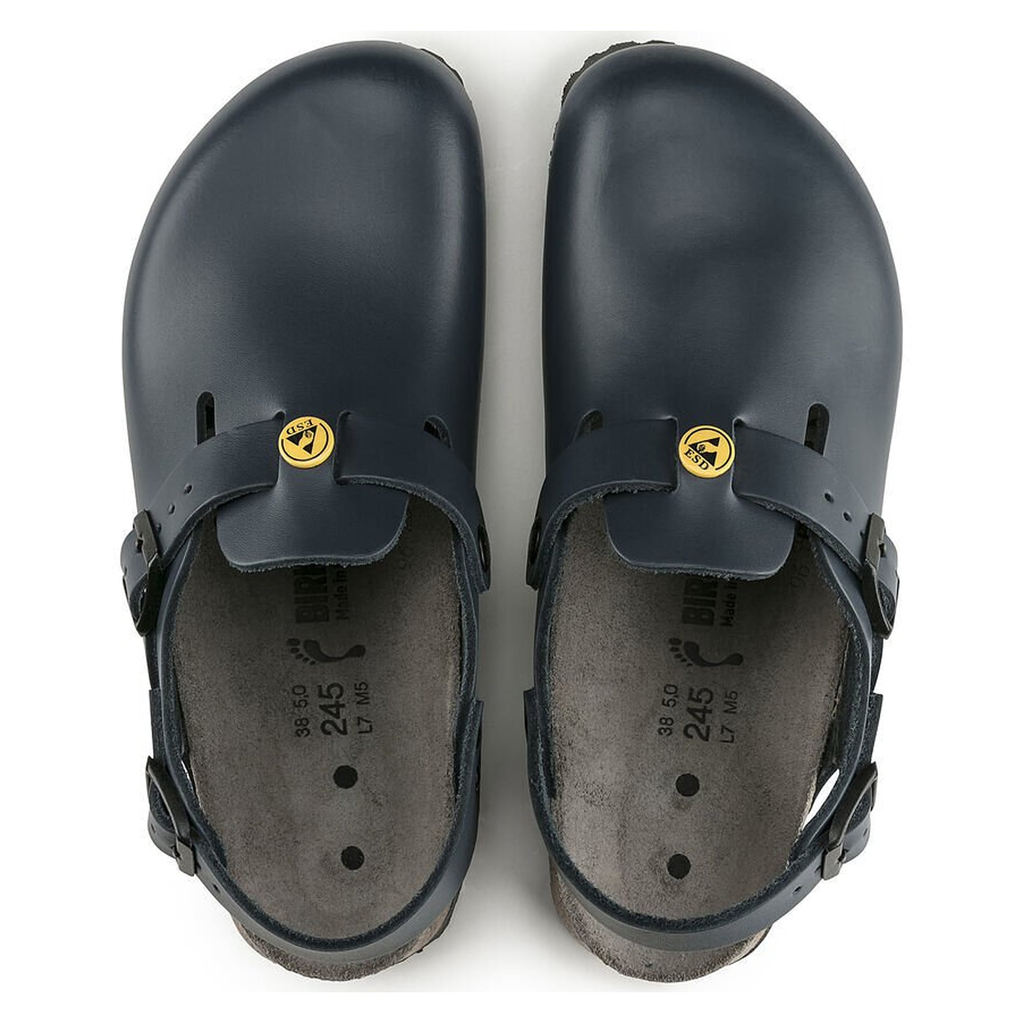 Sabot ESD TOKIO cuir naturel bleu, largeur normale, lit plantaire liège-latex - Birkenstock 61390