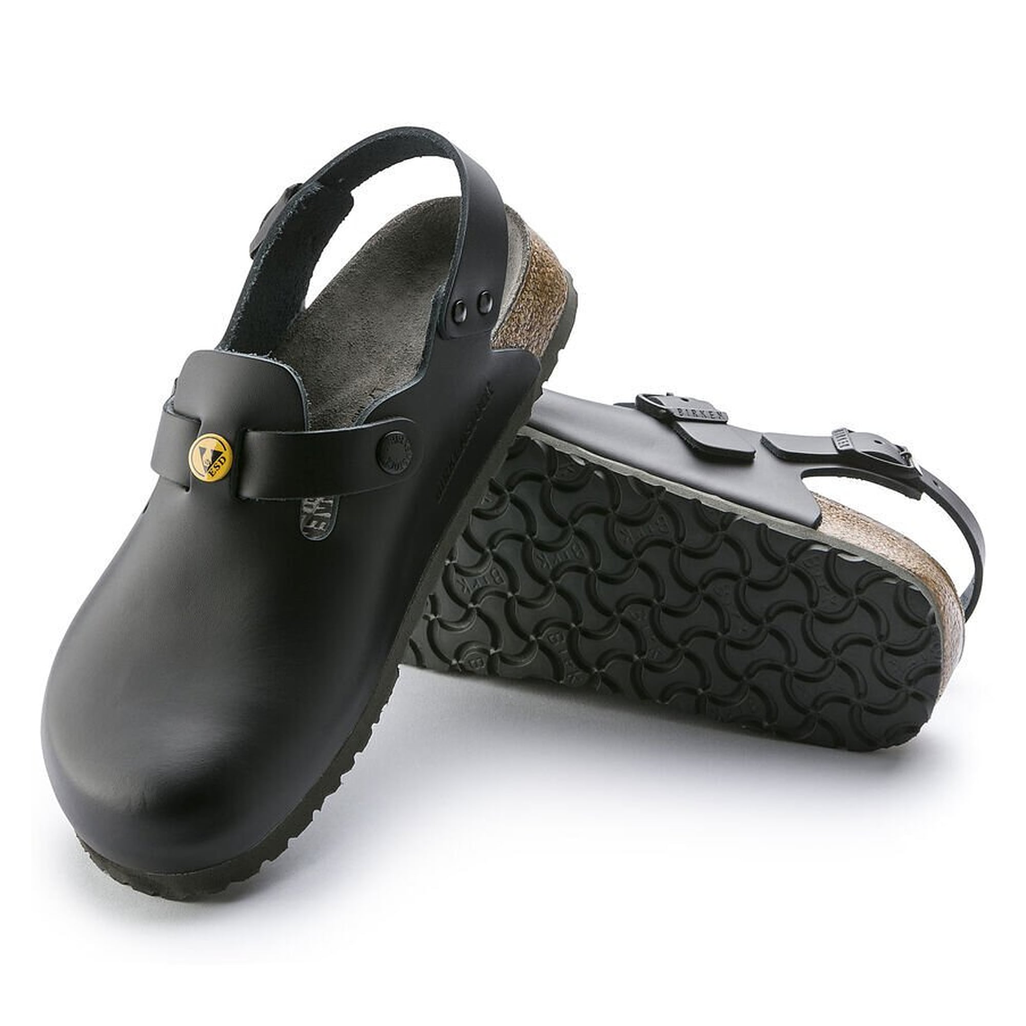 ESD clog TOKIO natural leather black, regular width, cork-latex footbed - Birkenstock 61400