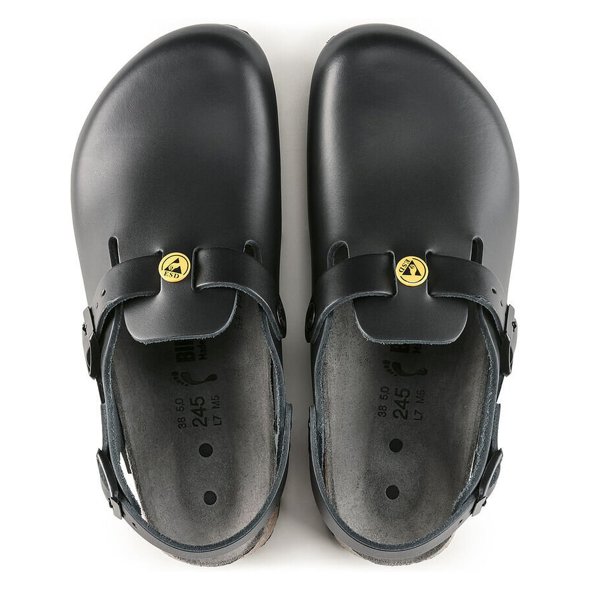 ESD-Clog TOKIO Naturleder schwarz, Weite schmal, Kork-Latex-Fußbett - Birkenstock 61408