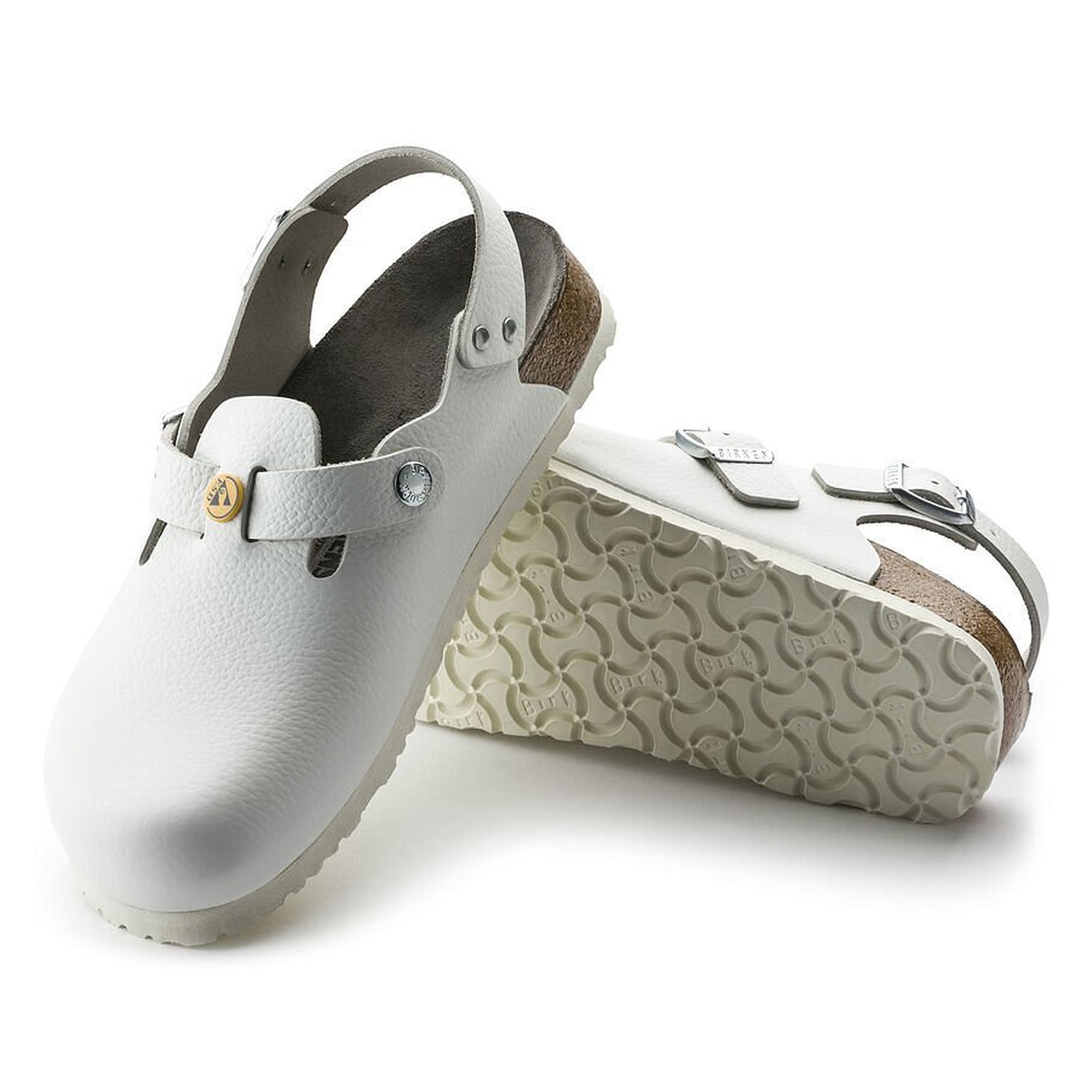 ESD-Clog TOKIO Naturleder, weiß, Weite schmal, Kork-Latex-Fußbett - Birkenstock 61418