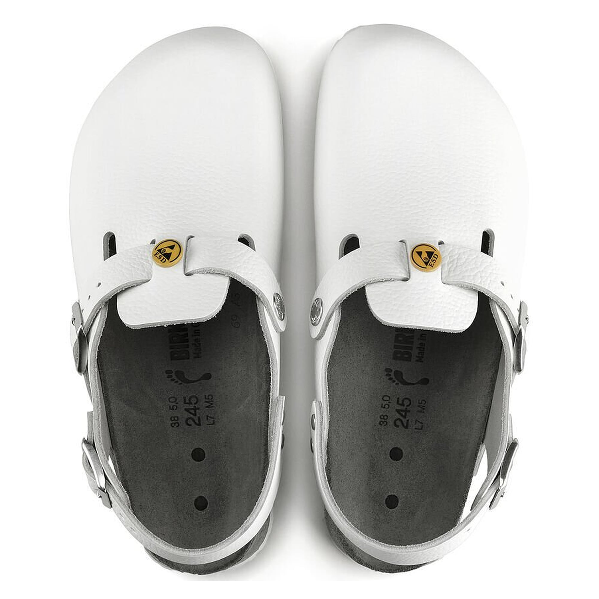 ESD-Clog TOKIO Naturleder, weiß, Weite schmal, Kork-Latex-Fußbett - Birkenstock 61418