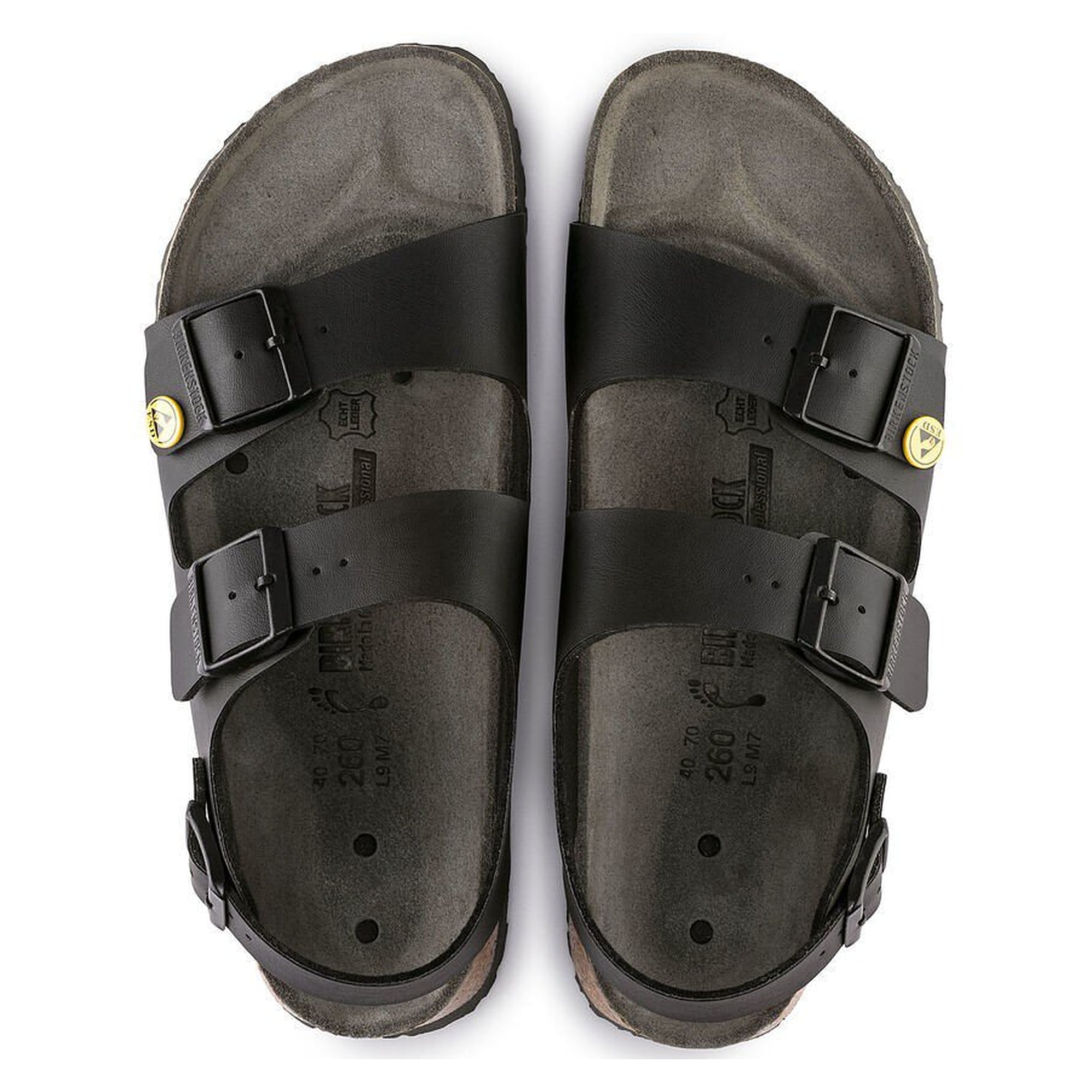 ESD sandal MILANO smooth leather with heel strap, black, narrow width - Birkenstock 634798