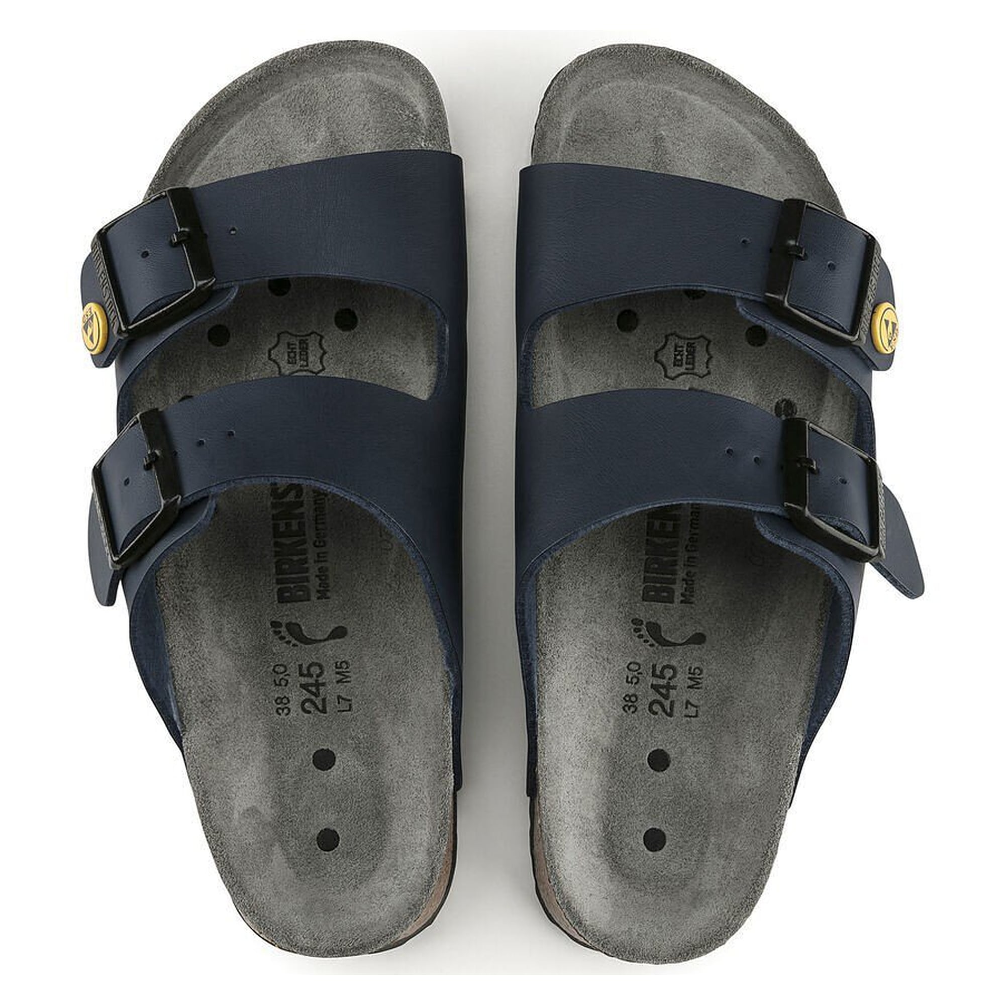 ESD sandal ARIZONA Birko-Flor, blue, narrow width, cork latex footbed - Birkenstock 89438