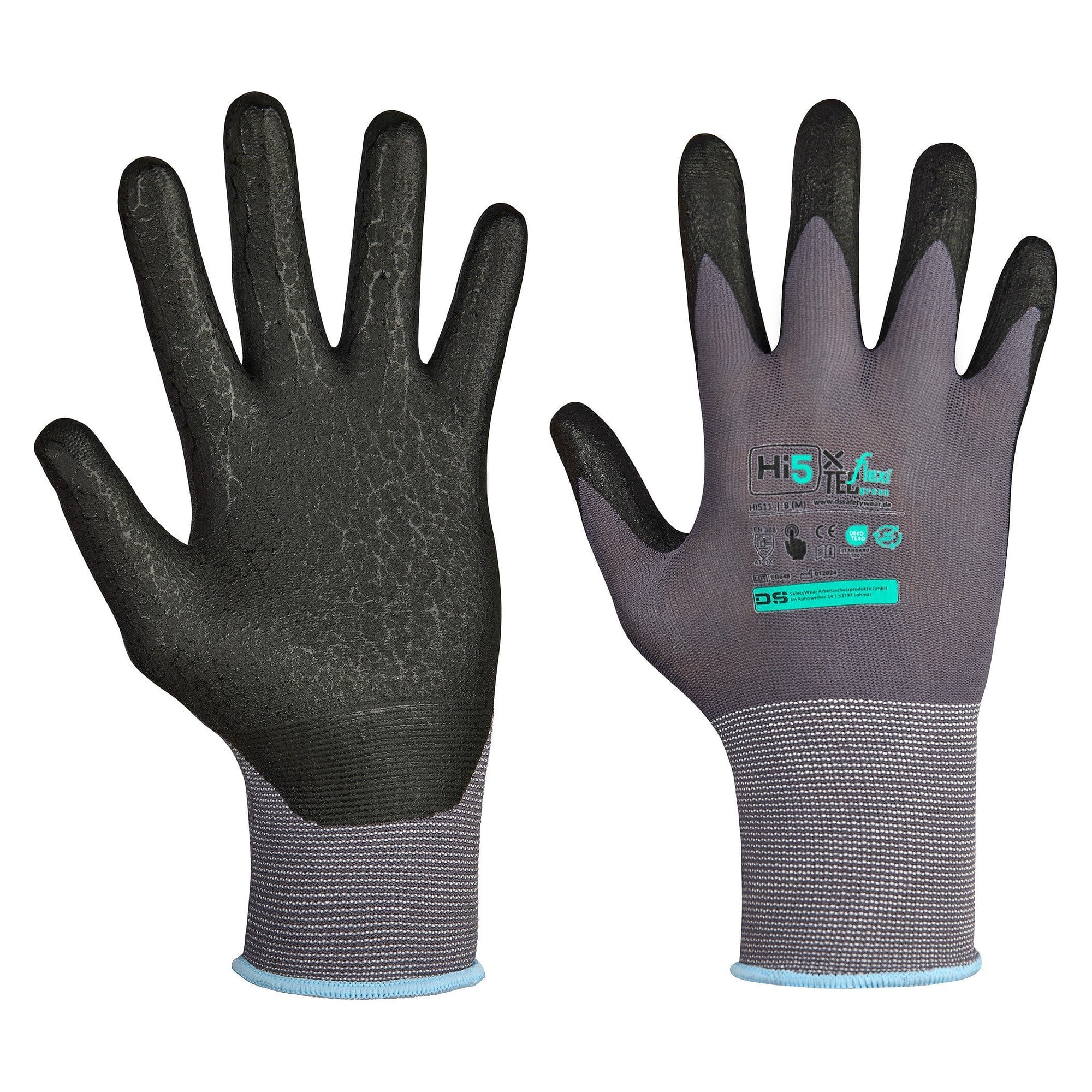 Montagehandschuh Hi5 X Flexitec Basic EN 388 4121X mit Nitrilschaum, Touchscreen, grau/schwarz - DS Safety Wear HI511