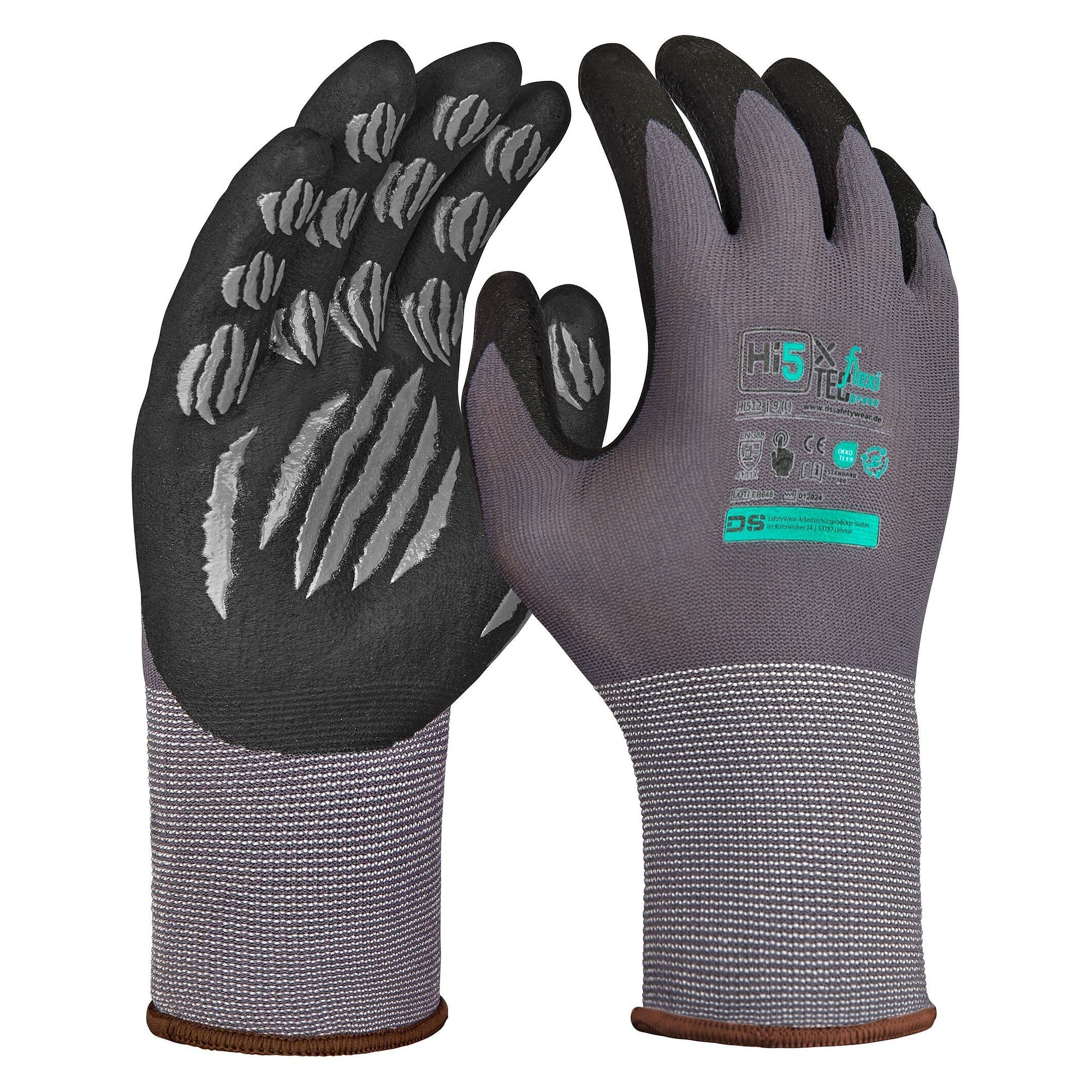 Hi5 X Flexitec Basic assembly glove EN 388 4131X with dotted nitrile foam coating, grey/black - DS Safety Wear HI512