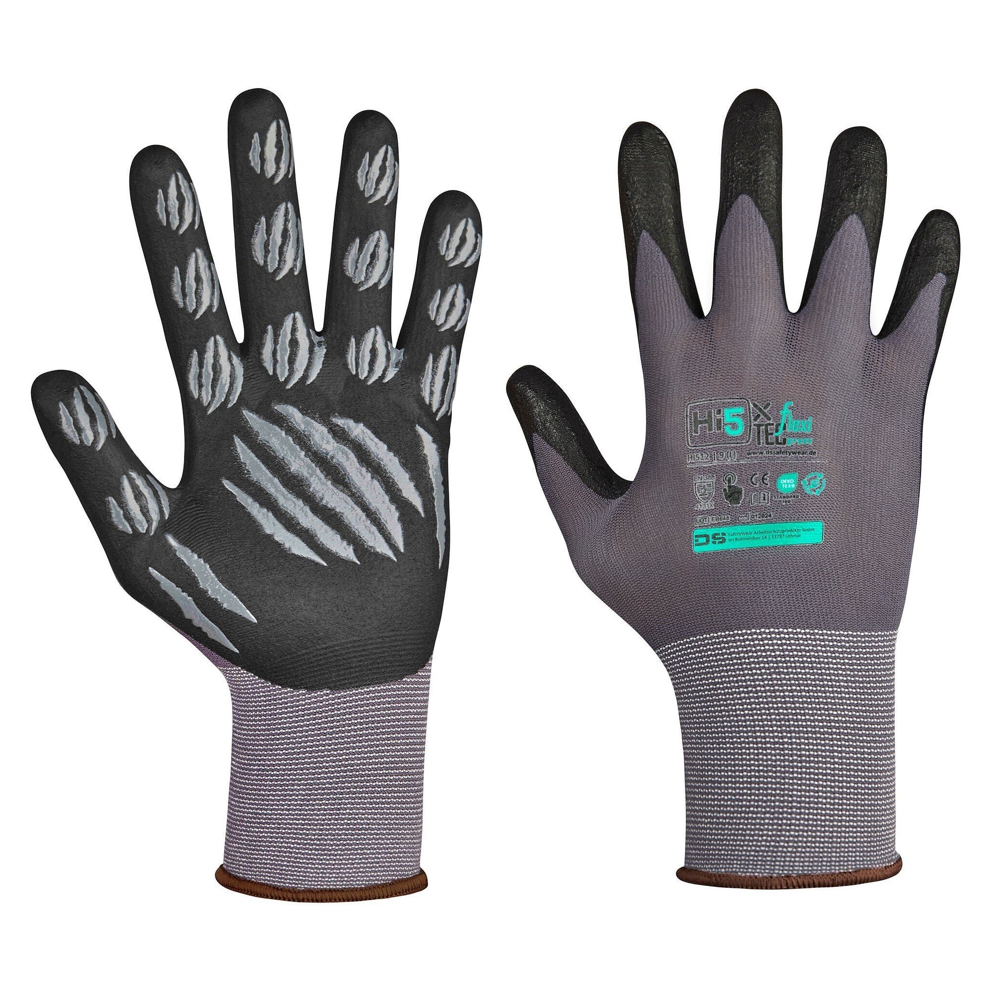 Montagehandschuh Hi5 X Flexitec Basic EN 388 4131X, Nitrilschaum mit Noppen, grau/schwarz - DS Safety Wear HI512
