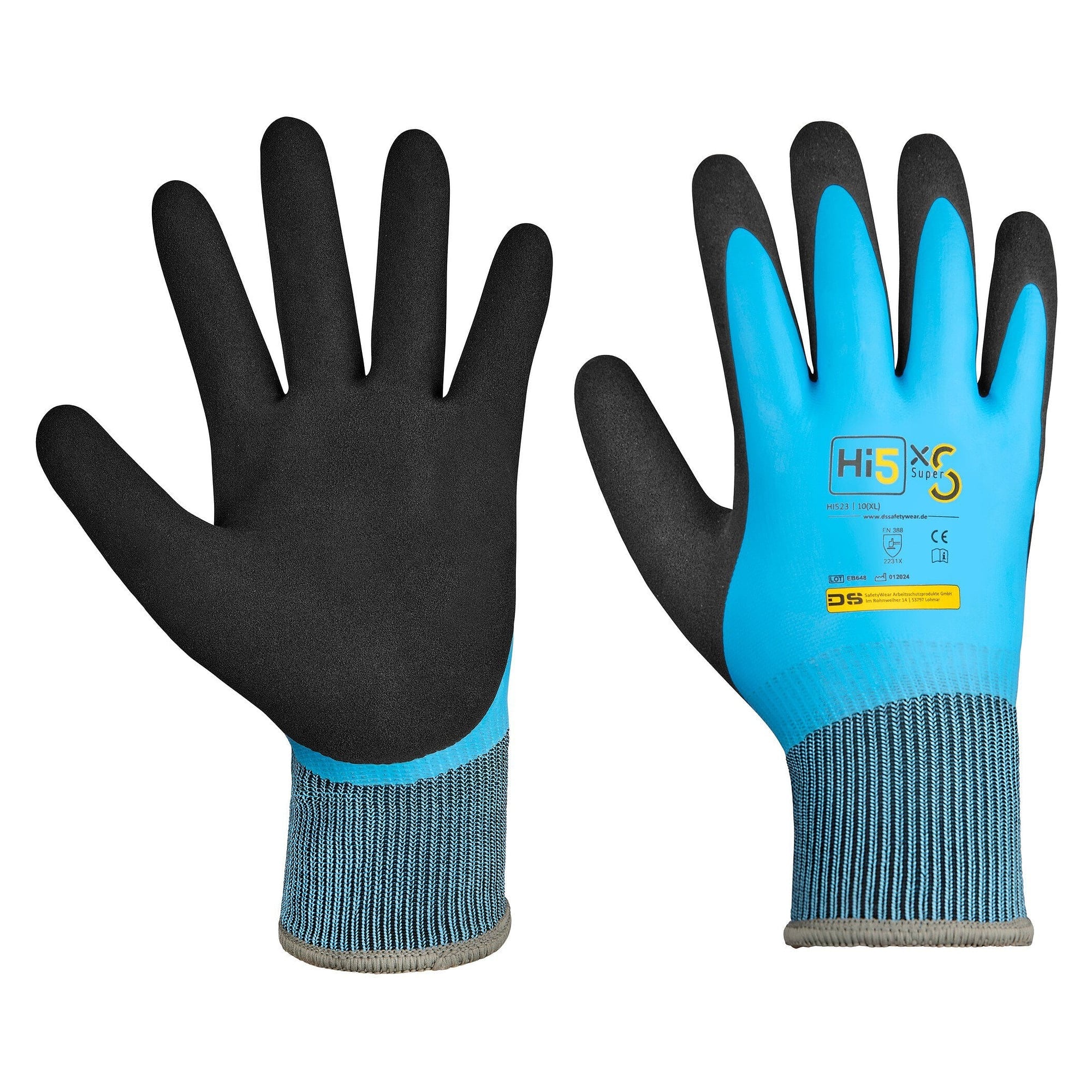 Winterhandschuh Hi5 X Super S EN 388 3231X mit doppelter Latex-Vollbeschichtung, blau/schwarz - DS Safety Wear HI523