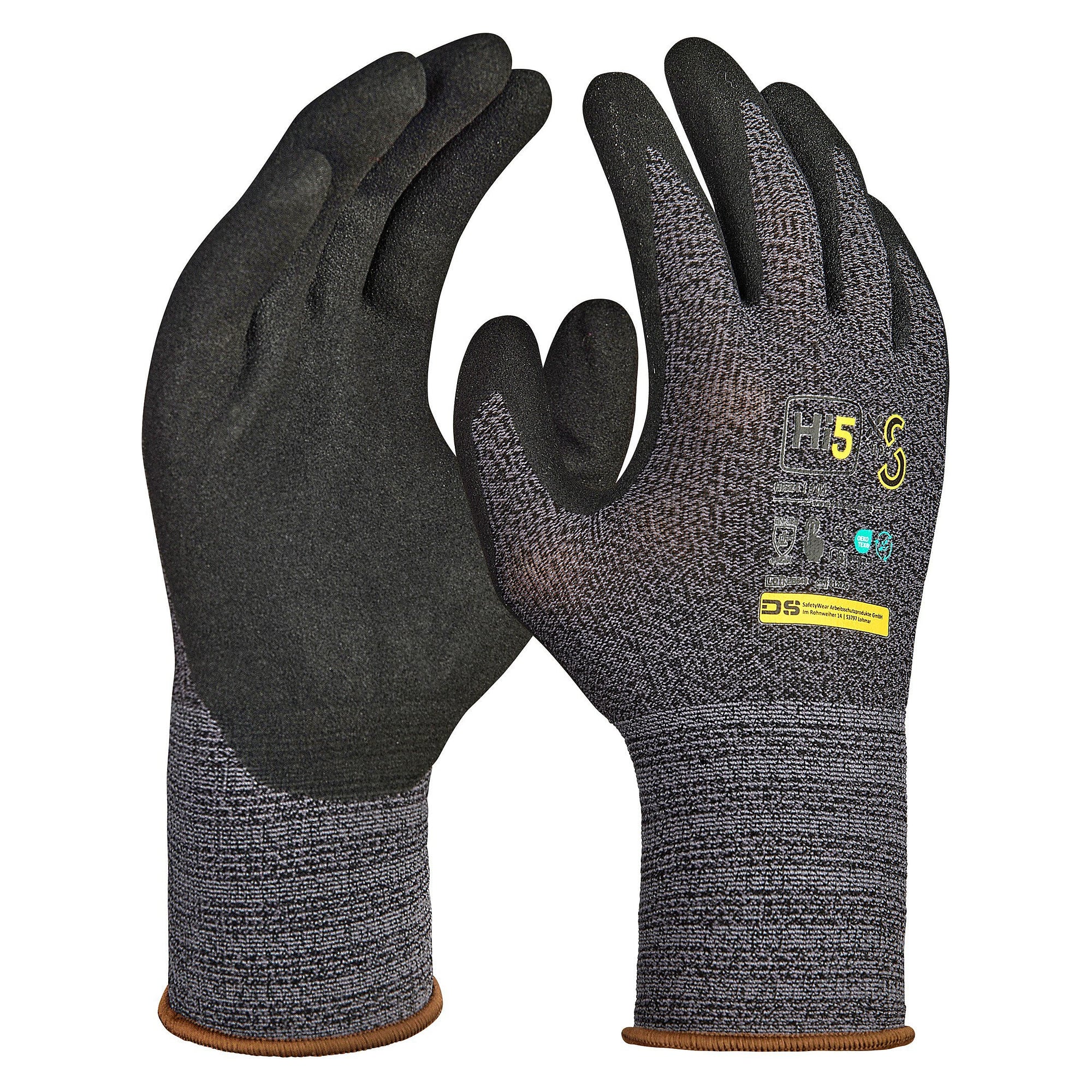 Hi5 X Super S work glove EN 388 4131X, rough nitrile coating, touchscreen, black - DS Safety Wear HI524