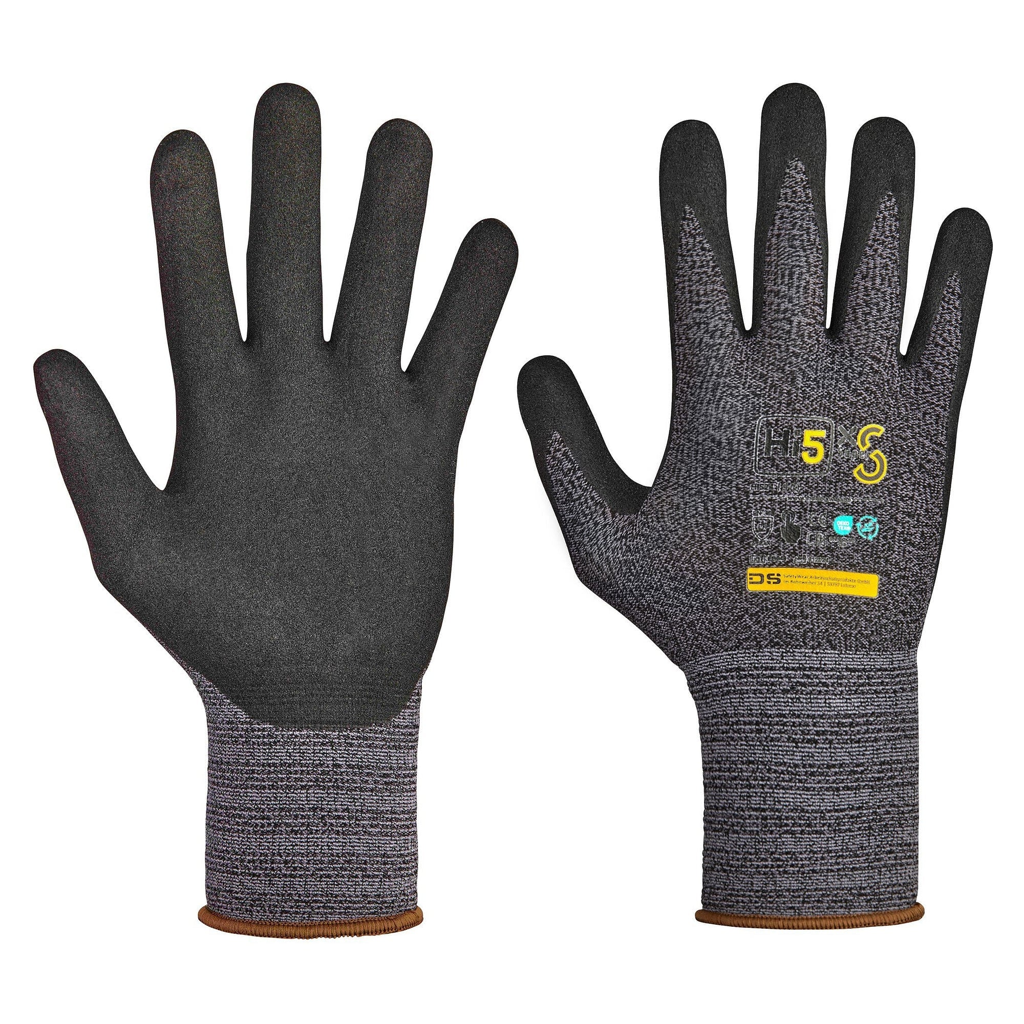 Arbeitshandschuh Hi5 X Super S EN 388 4131X, raue Nitrilbeschichtung, Touchscreen, schwarz - DS Safety Wear HI524