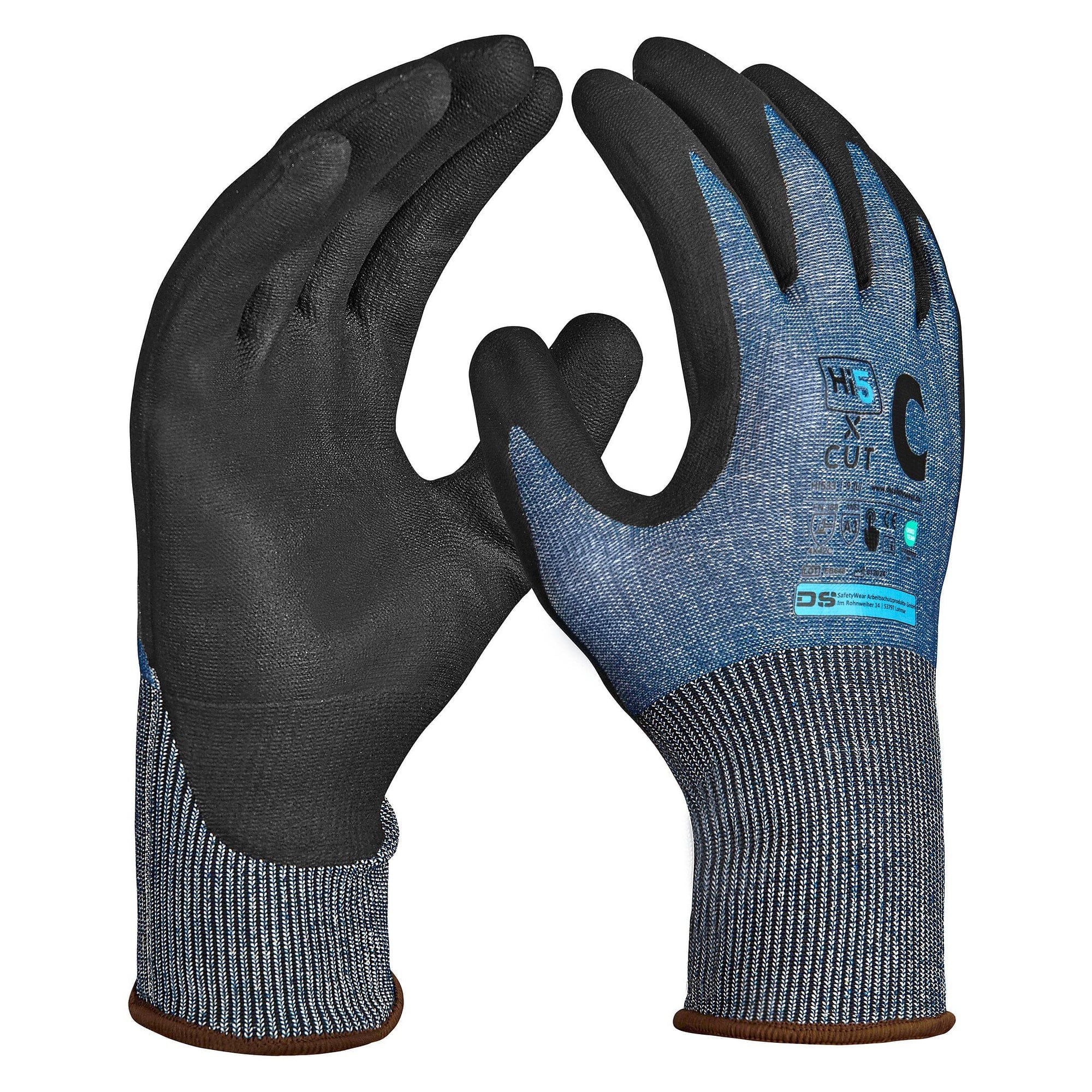 Hi5 X Cut cut-resistant glove 4X43C with nitrile coating, blue - DS Safety Wear HI533