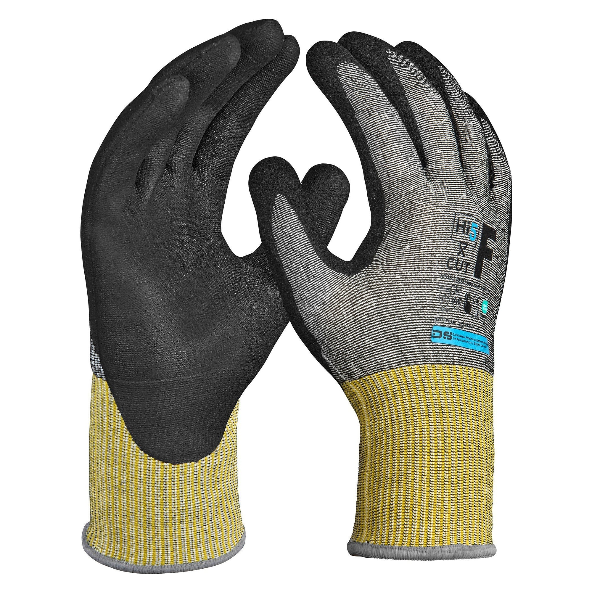 Hi5 X Cut cut-resistant glove EN 388 4X43F with nitrile microfoam, touchscreen, black - DS Safety Wear HI536