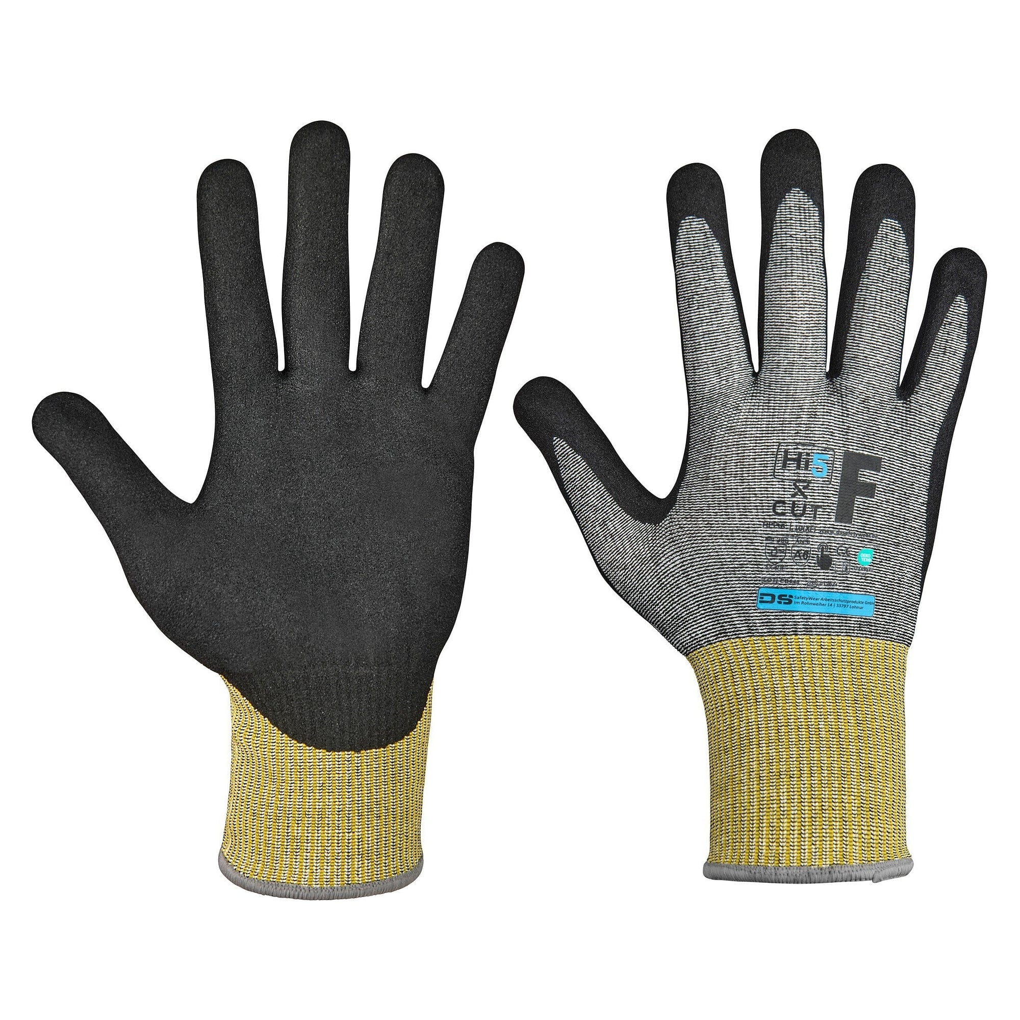 Schnittschutzhandschuh Hi5 X Cut EN 388 4X43F mit Nitril-Mikroschaum, Touchscreen, schwarz - DS Safety Wear HI536