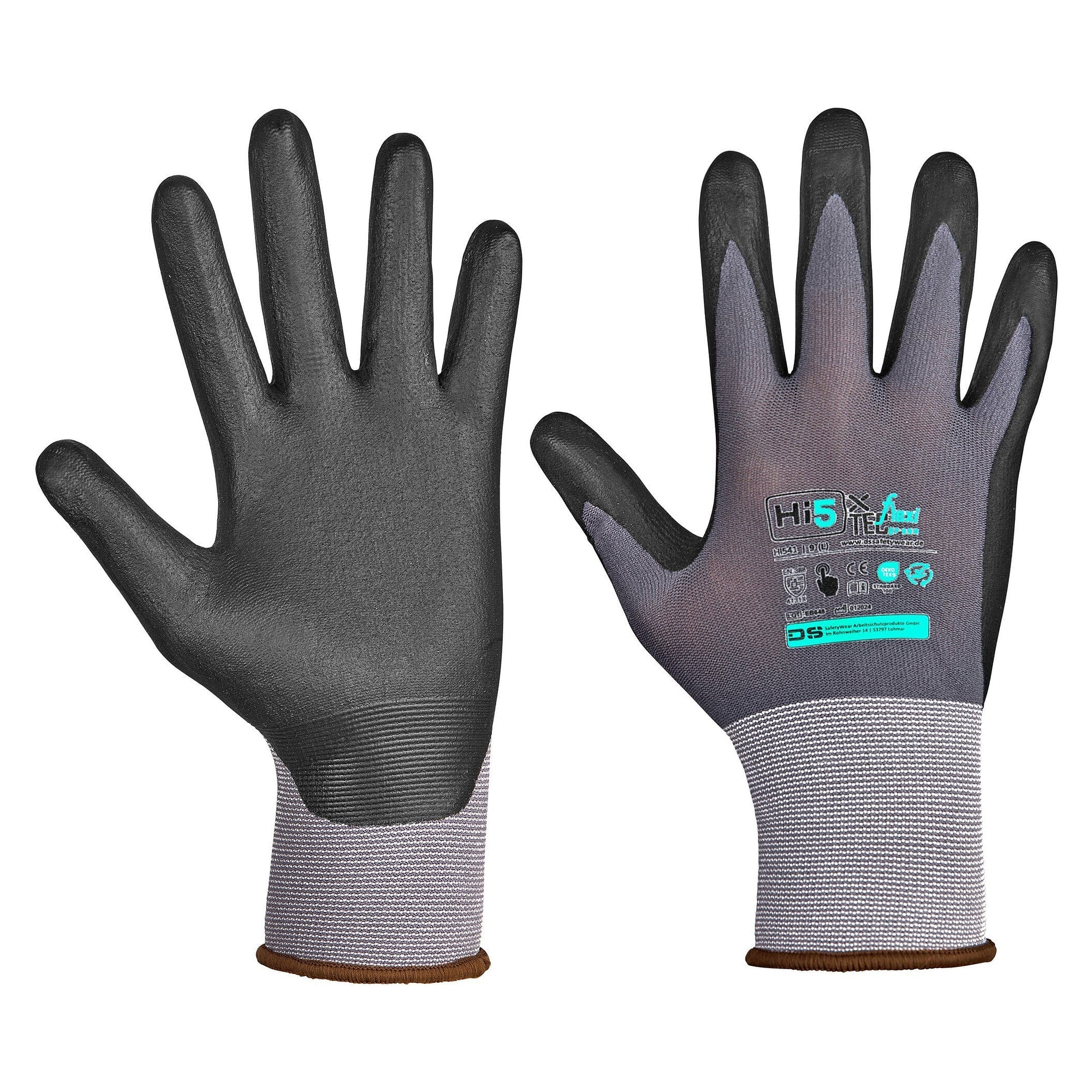 Montagehandschuh Hi5 X Basic EN 388 4131X, Elasthan, Nitrilschaum, Touchscreen, grau/schwarz - DS Safety Wear HI541