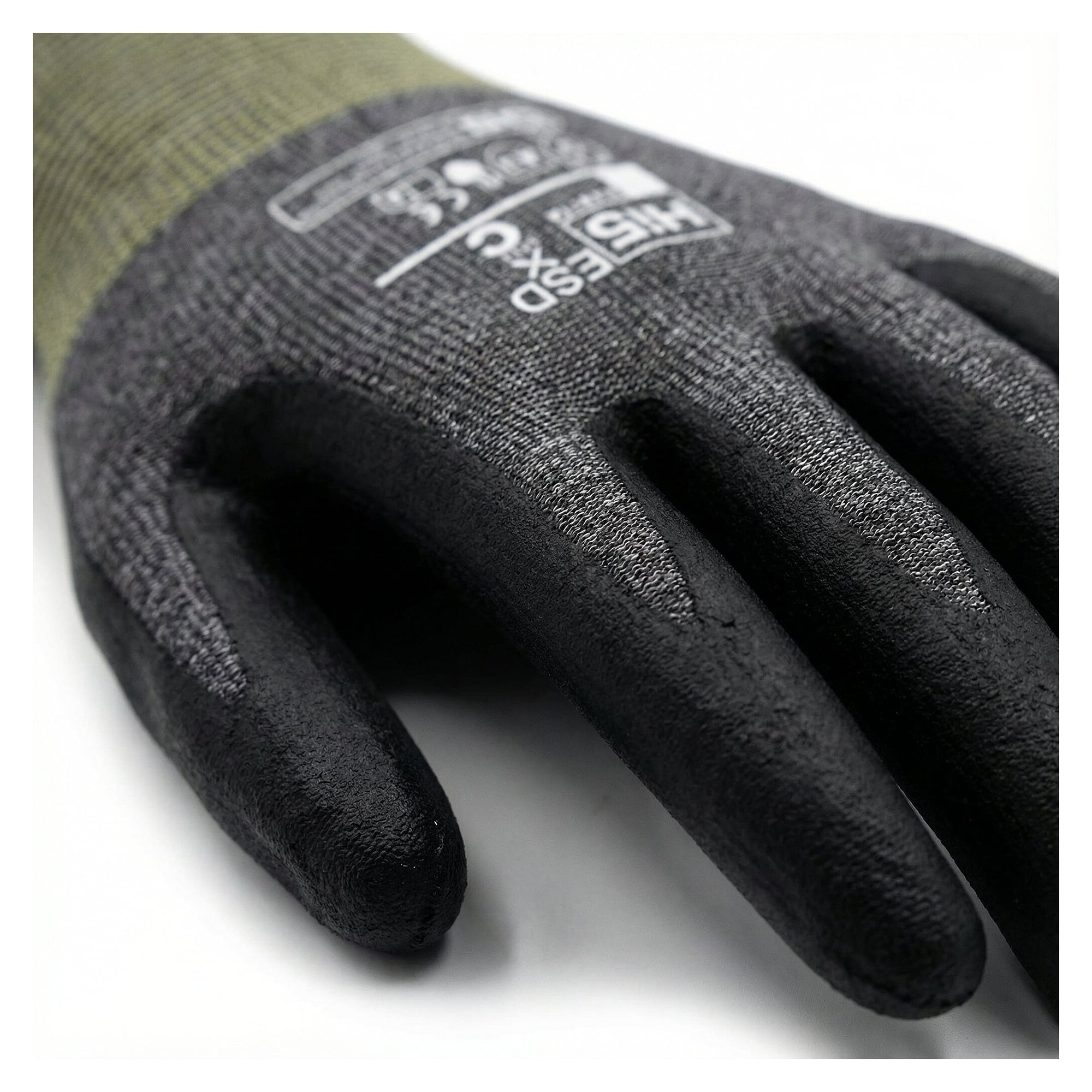 Gant de montage ESD Hi5 X ESD, paume nitrile, carbone/élasthanne, EN 388 1121X, noir/jaune - DS Safety Wear HI572