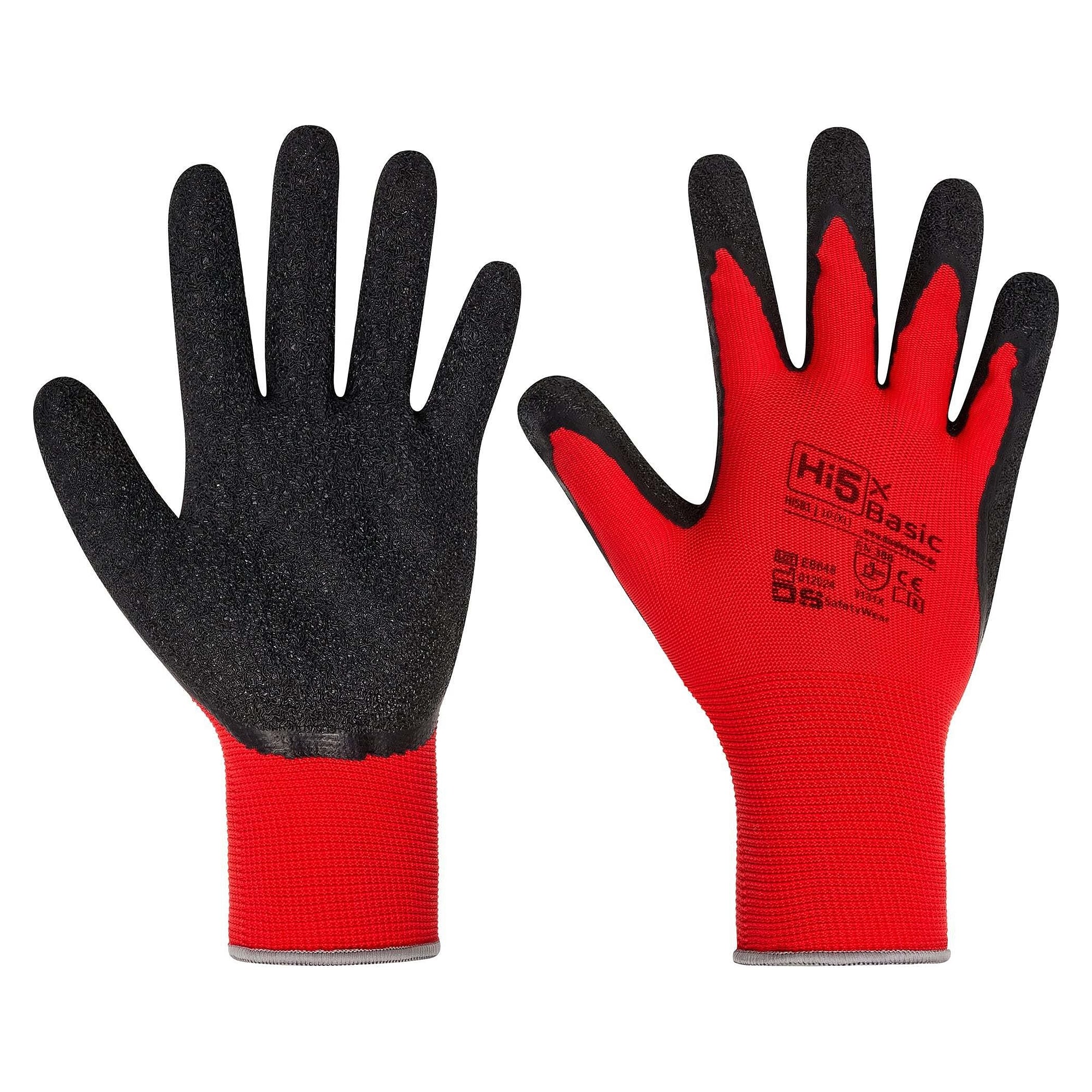 Arbeitshandschuh Hi5 X Basic mit Latexbeschichtung, EN 388 3131X, rot/schwarz - DS Safety Wear HI581