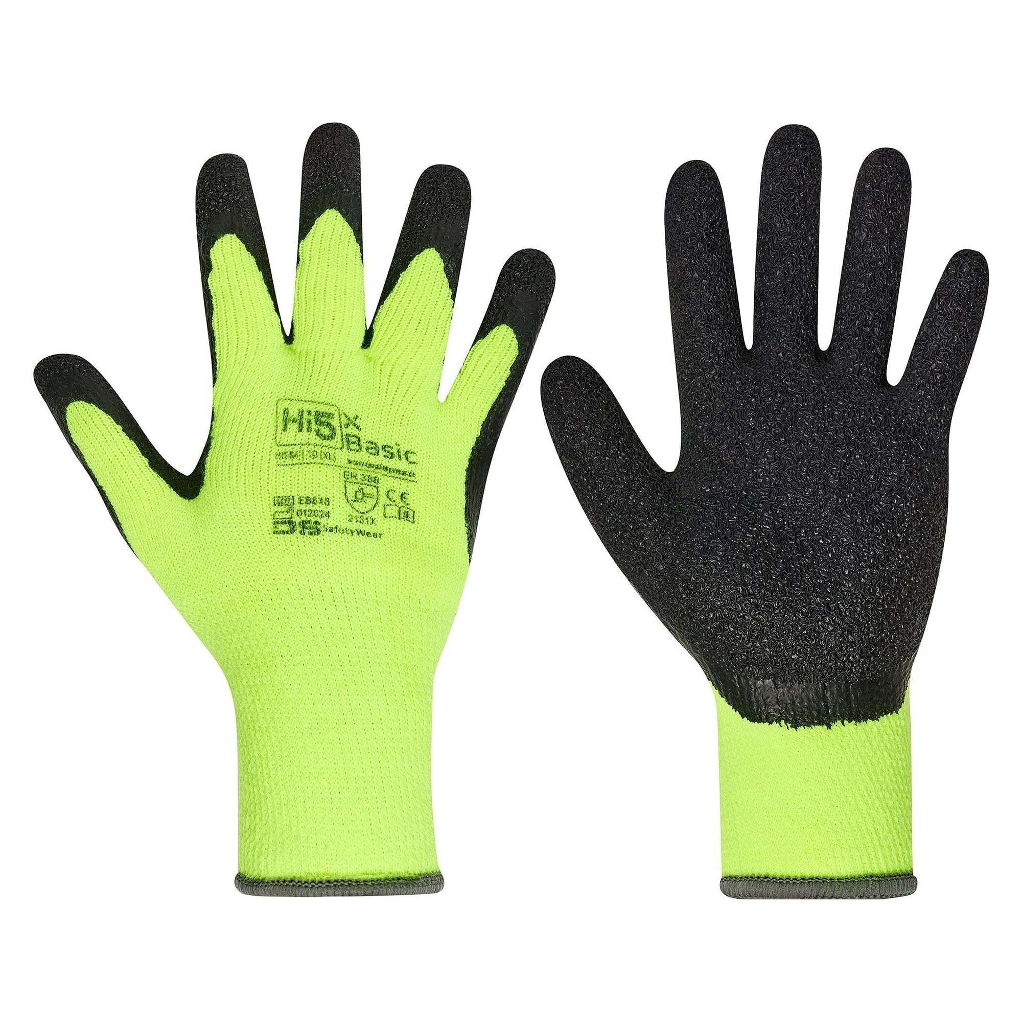 Winterhandschuh Hi5 X Basic EN 388 2131X mit Latexbeschichtung und Acrylfutter, gelb/schwarz - DS Safety Wear HI584