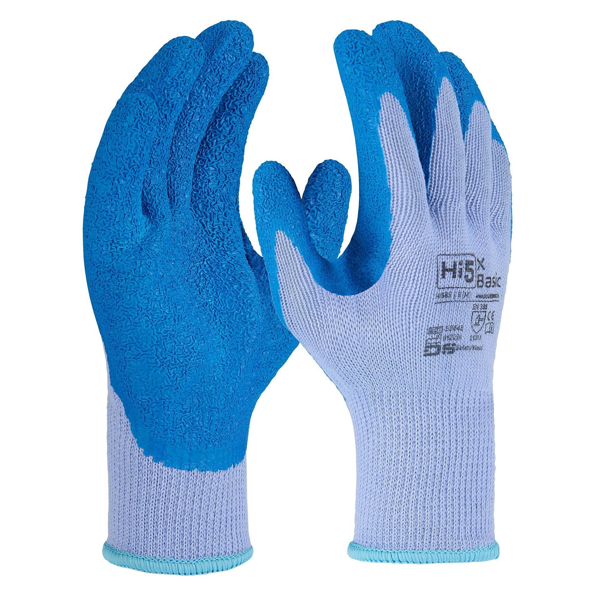 Arbeitshandschuh Hi5 X Basic mit Latex-Crinkle-Beschichtung, EN 388 2131X, blau - DS Safety Wear HI585